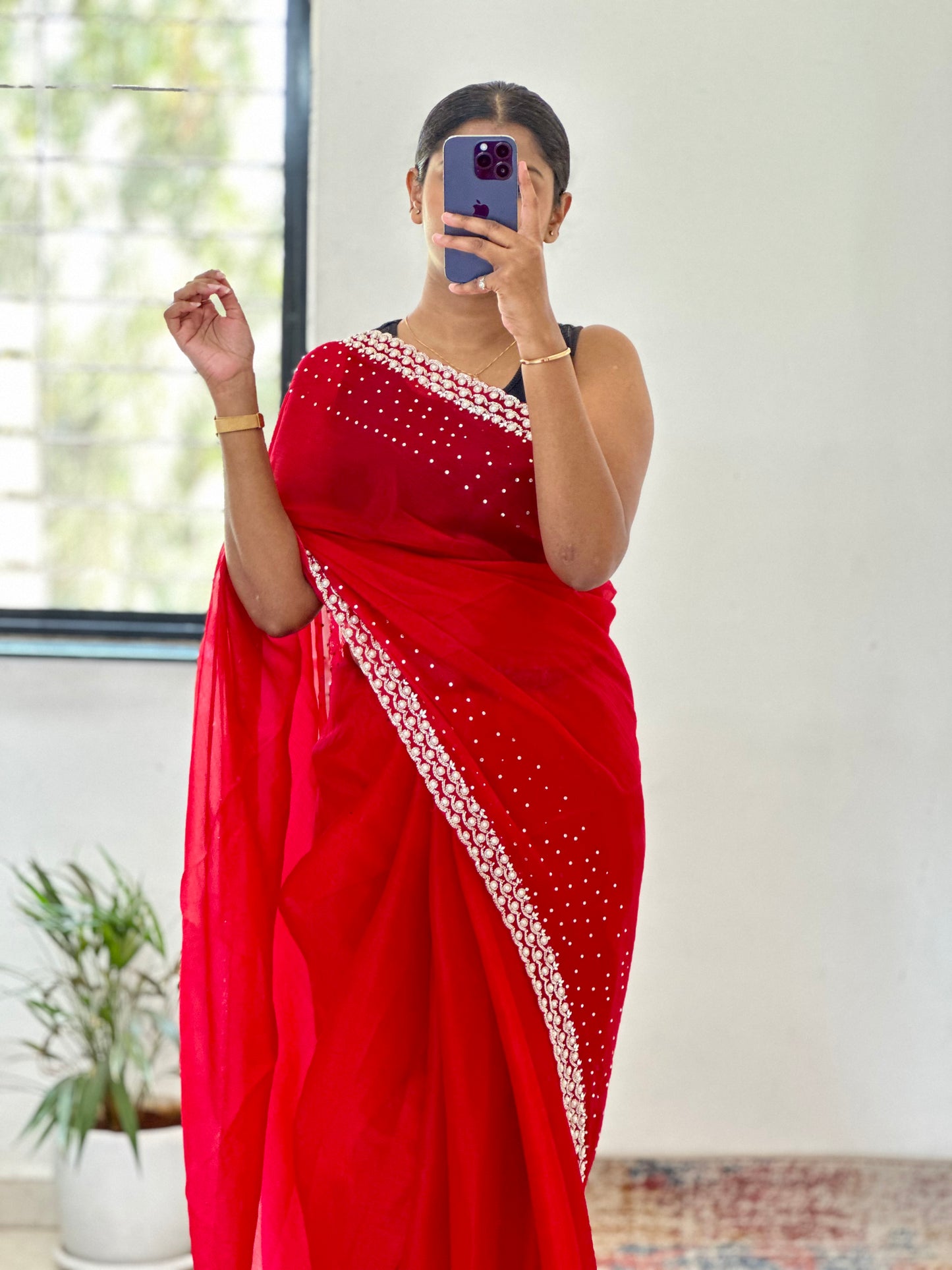 Cutdana & Pearl Handwork Saree