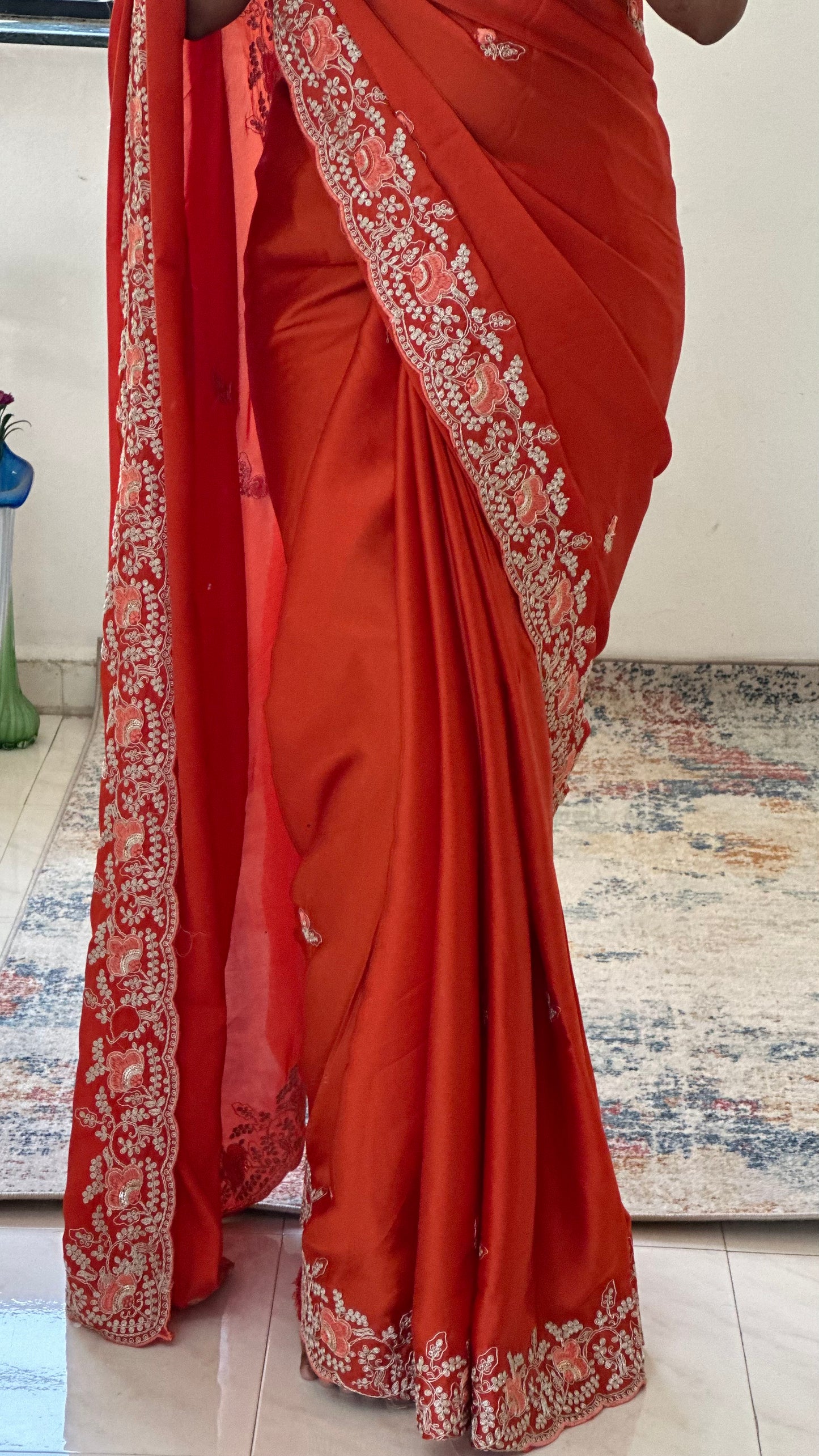 Orange Party Wear Saree