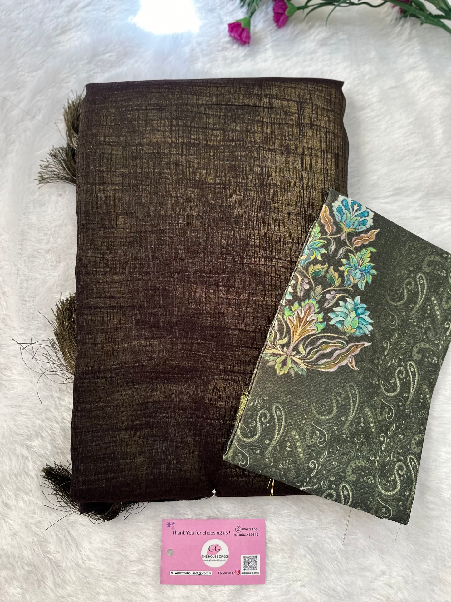 Mehendi Green Plain Shimmer Saree