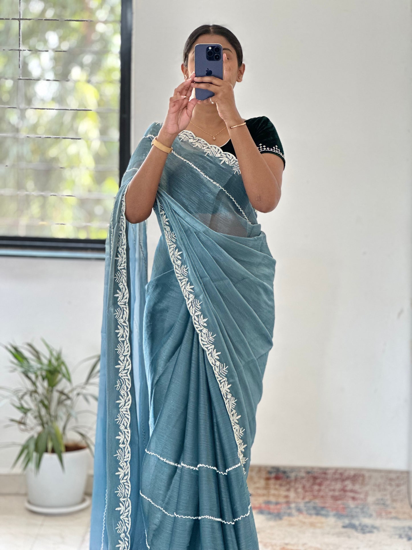 Pearl Handwork Embellished Saree