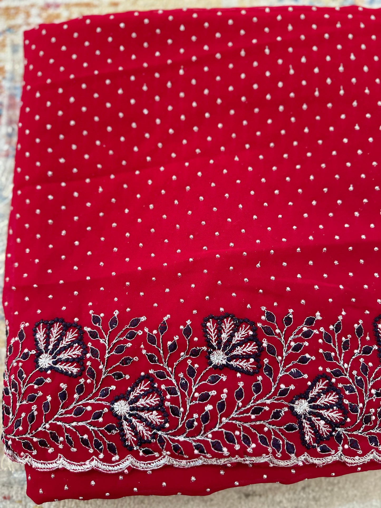 Georgette Glitter Embroidered Saree