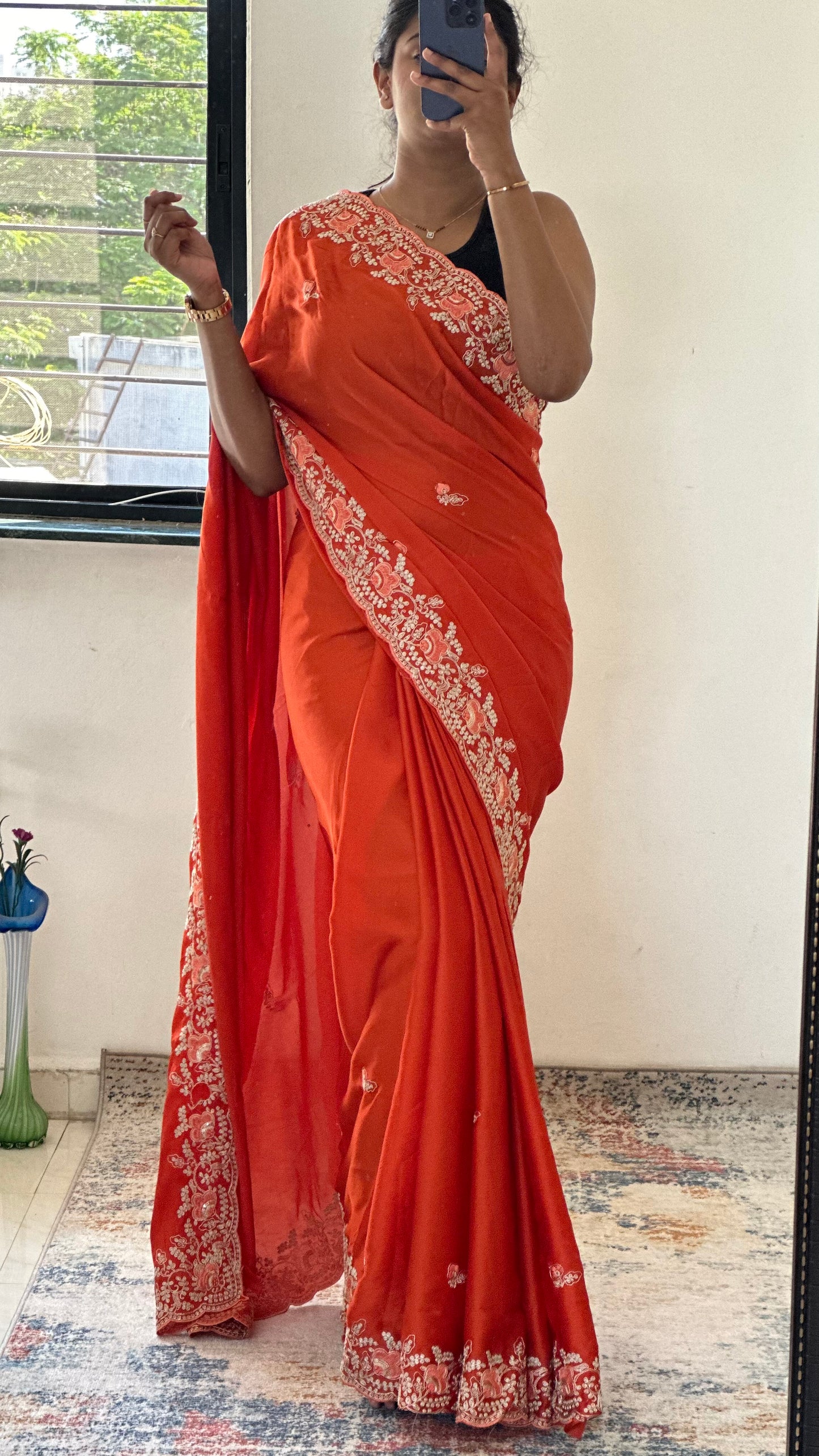 Orange Party Wear Saree