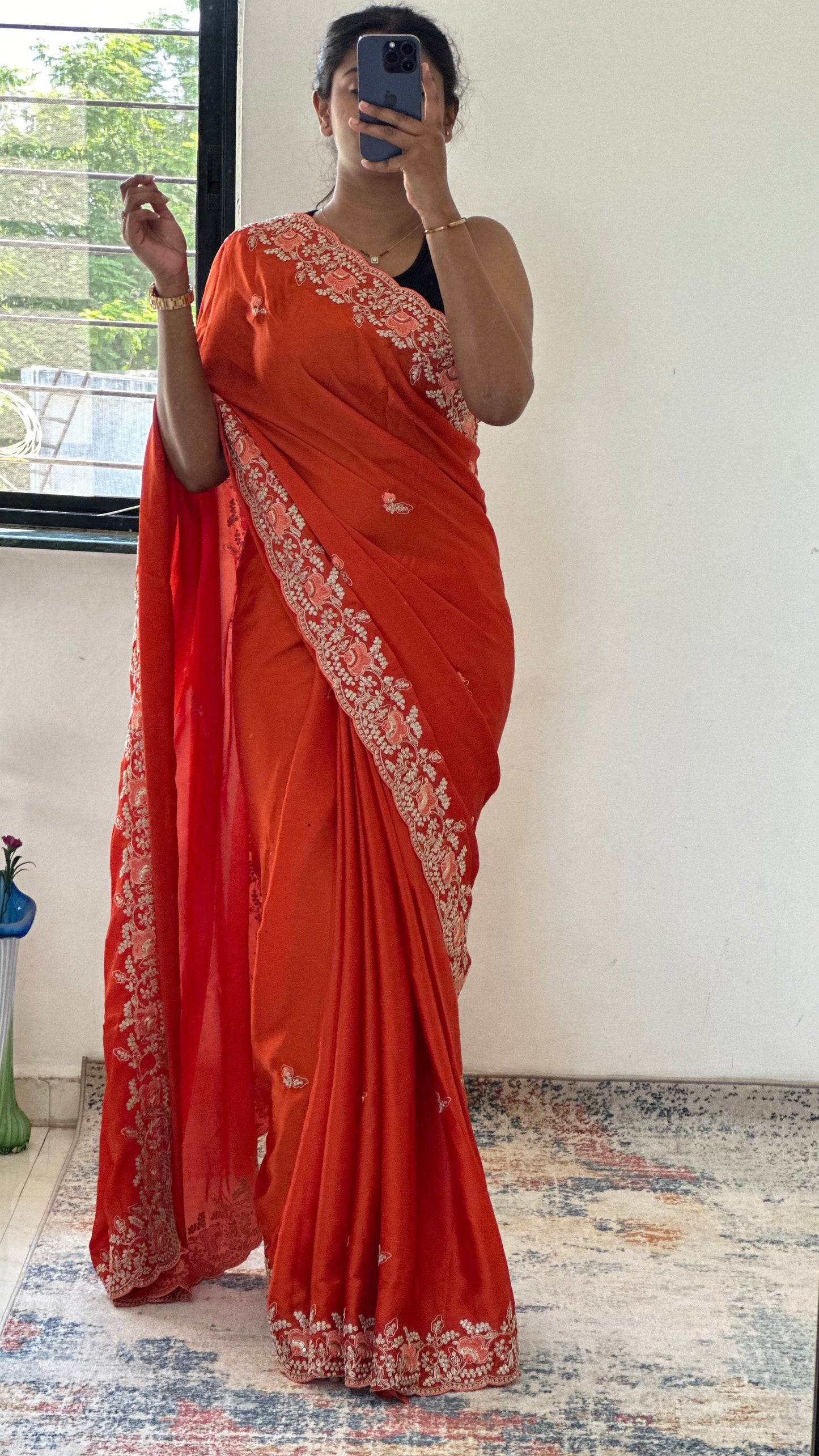 Orange Party Wear Saree