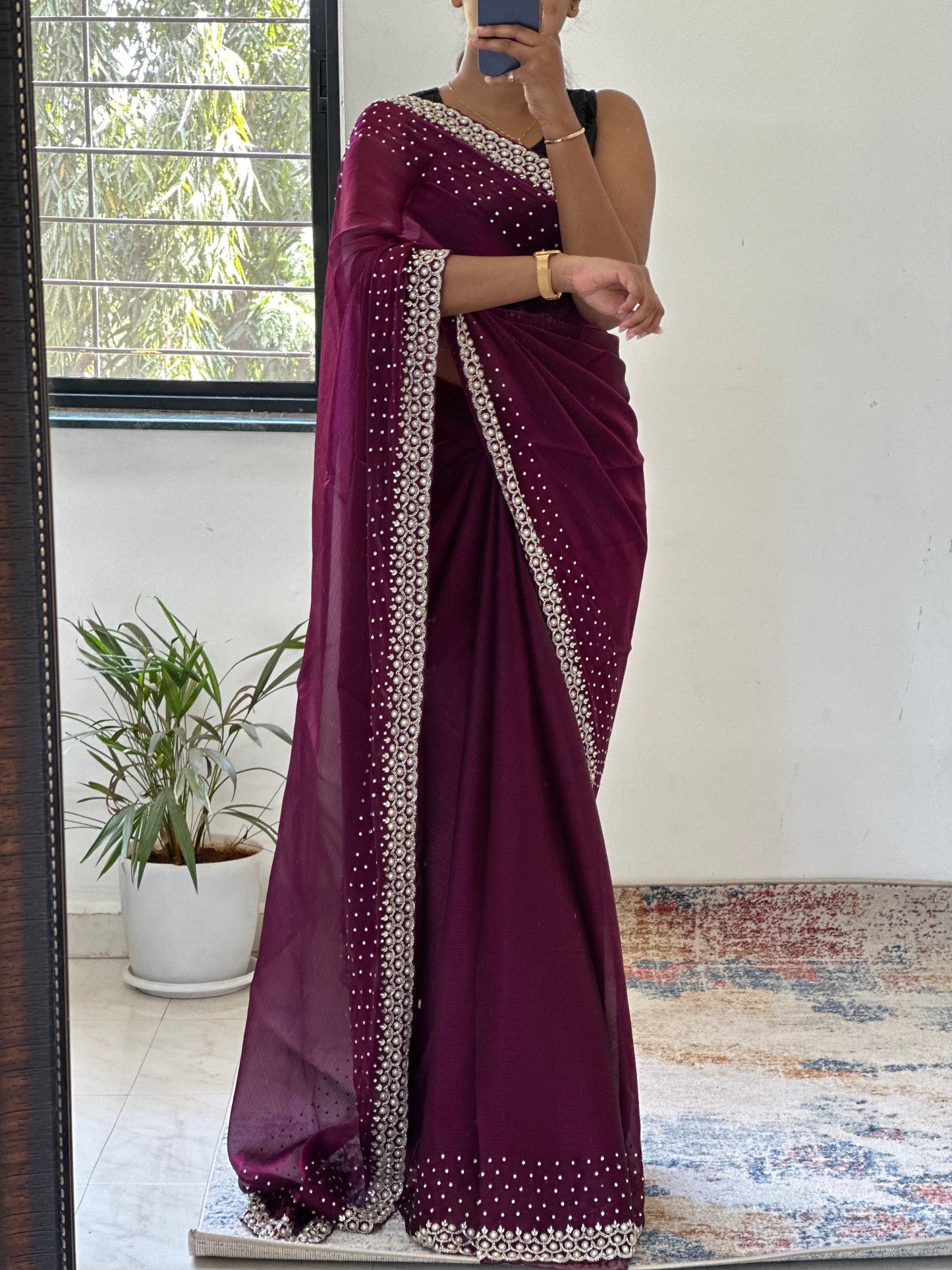 Cutdana & Pearl Handwork Saree