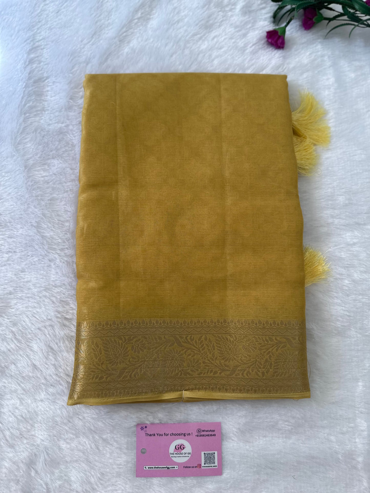 Golden Semi Tissue Saree