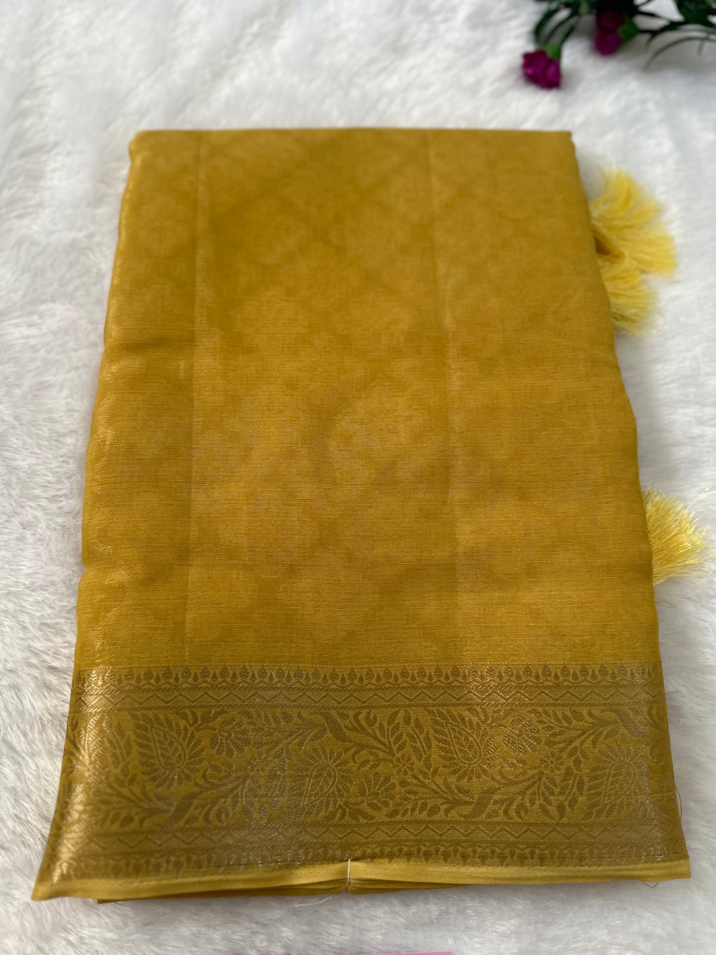 Golden Semi Tissue Saree