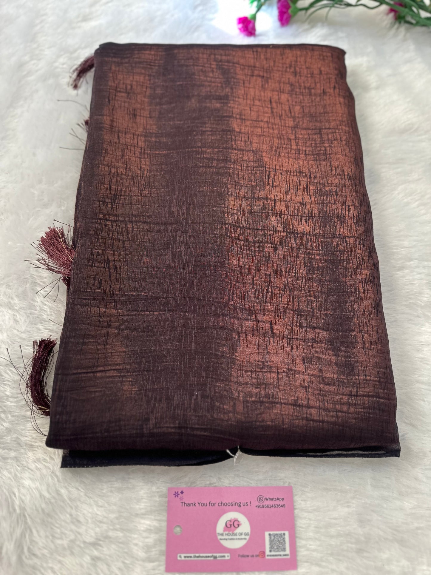 Burgundy Plain Shimmer Saree