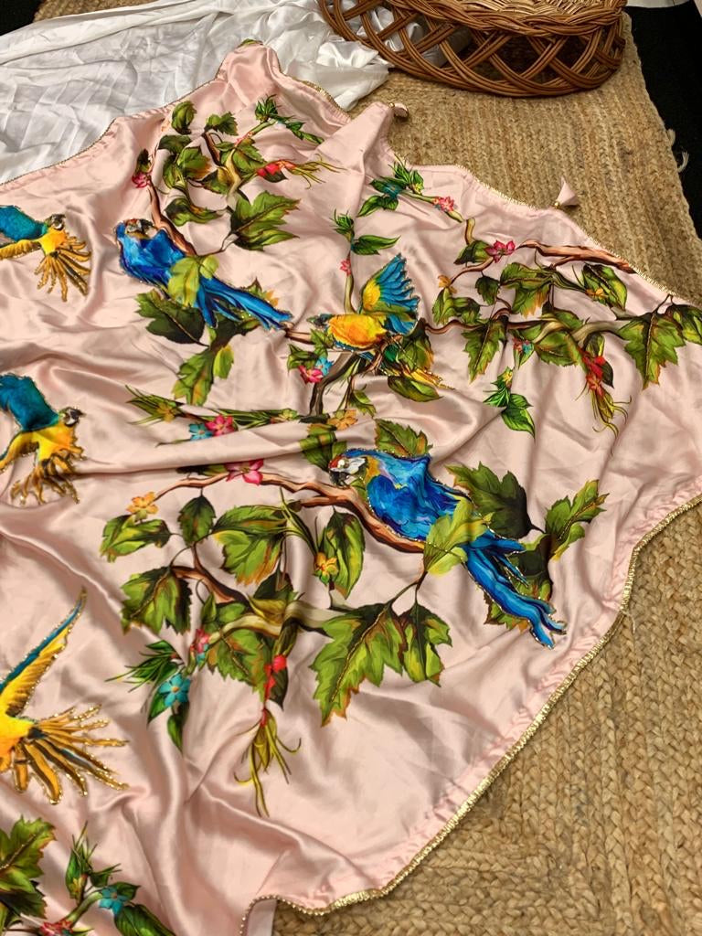 Satin Silk Pink Saree
