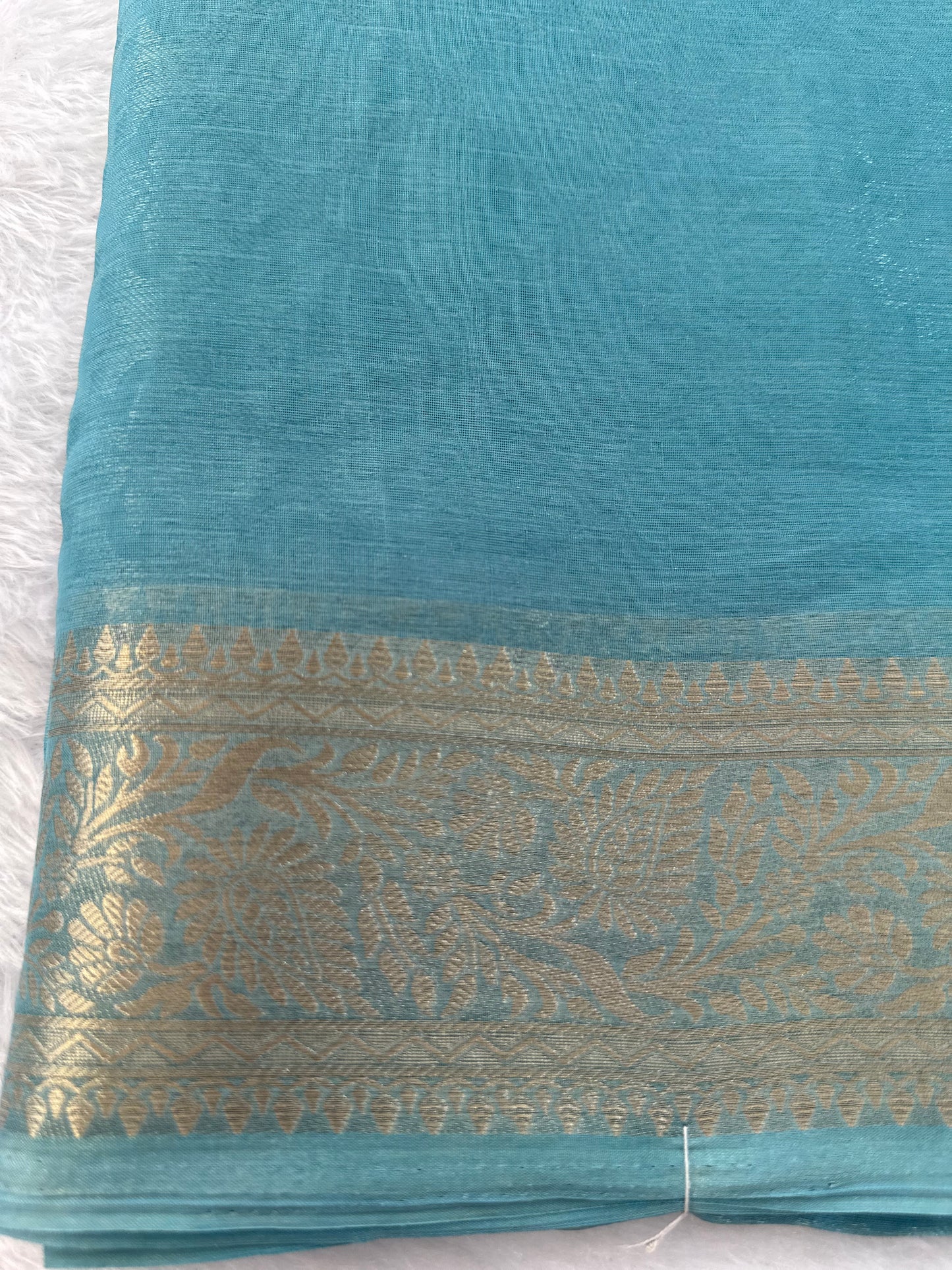 Blue Turquoise Semi Tissue Saree