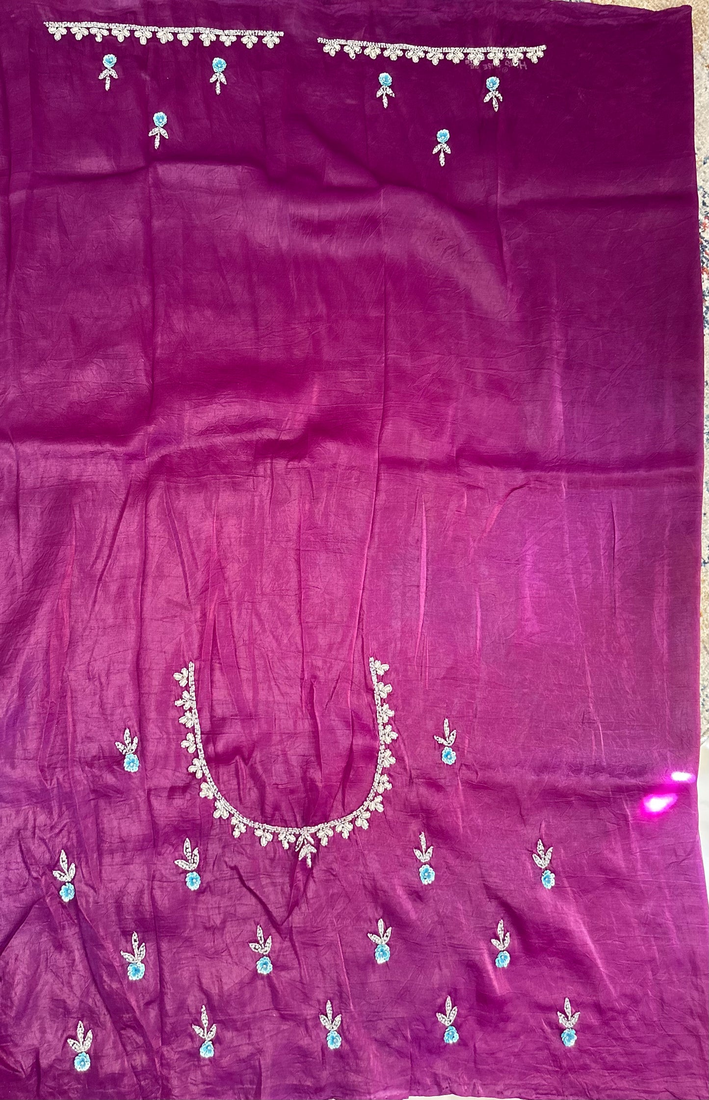 Floral Handwork Crush Tissue Saree