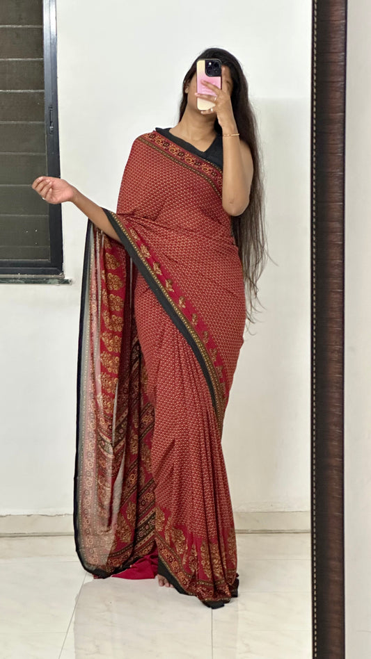 Red Malbari Silk Saree