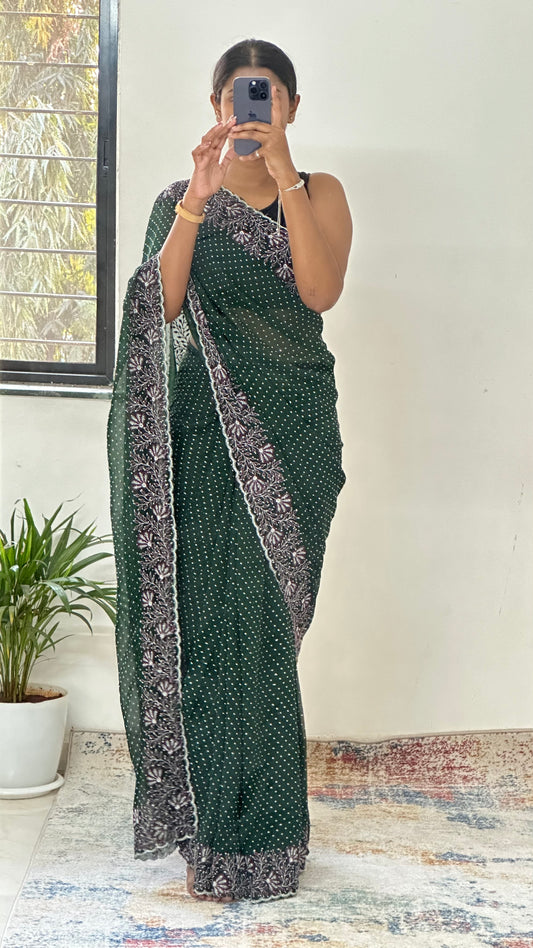 Georgette Glitter Embroidered Saree