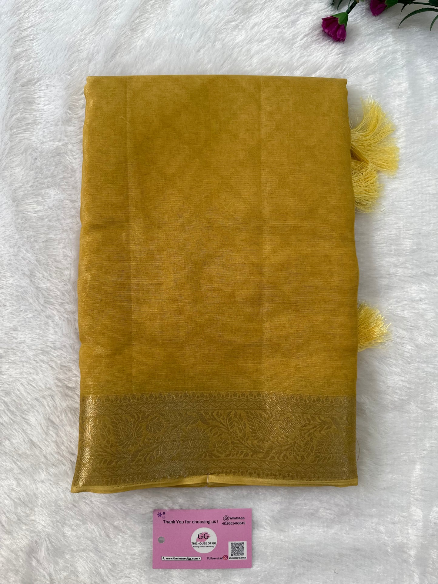 Golden Semi Tissue Saree