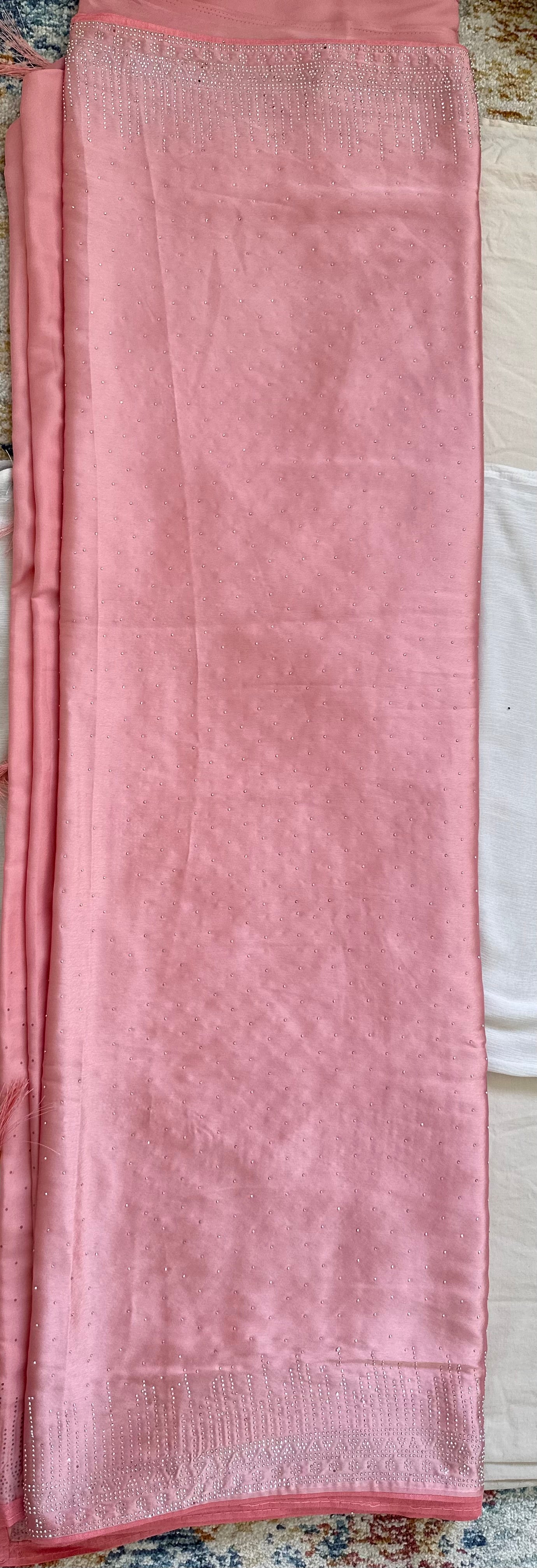 Pink Zarkan Satin Saree