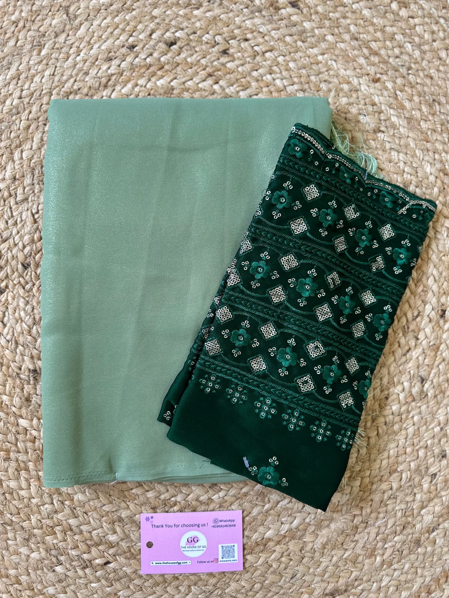 Pastel Green Plain Shimmer Saree