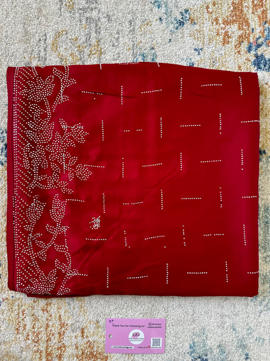Red Zarkan Satin Saree