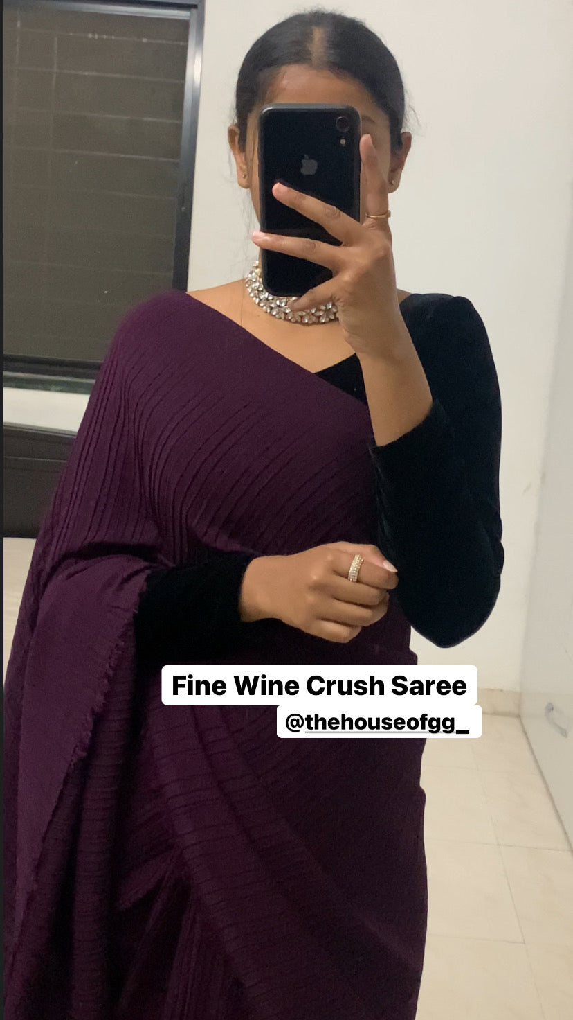 Wine Crepe Saree