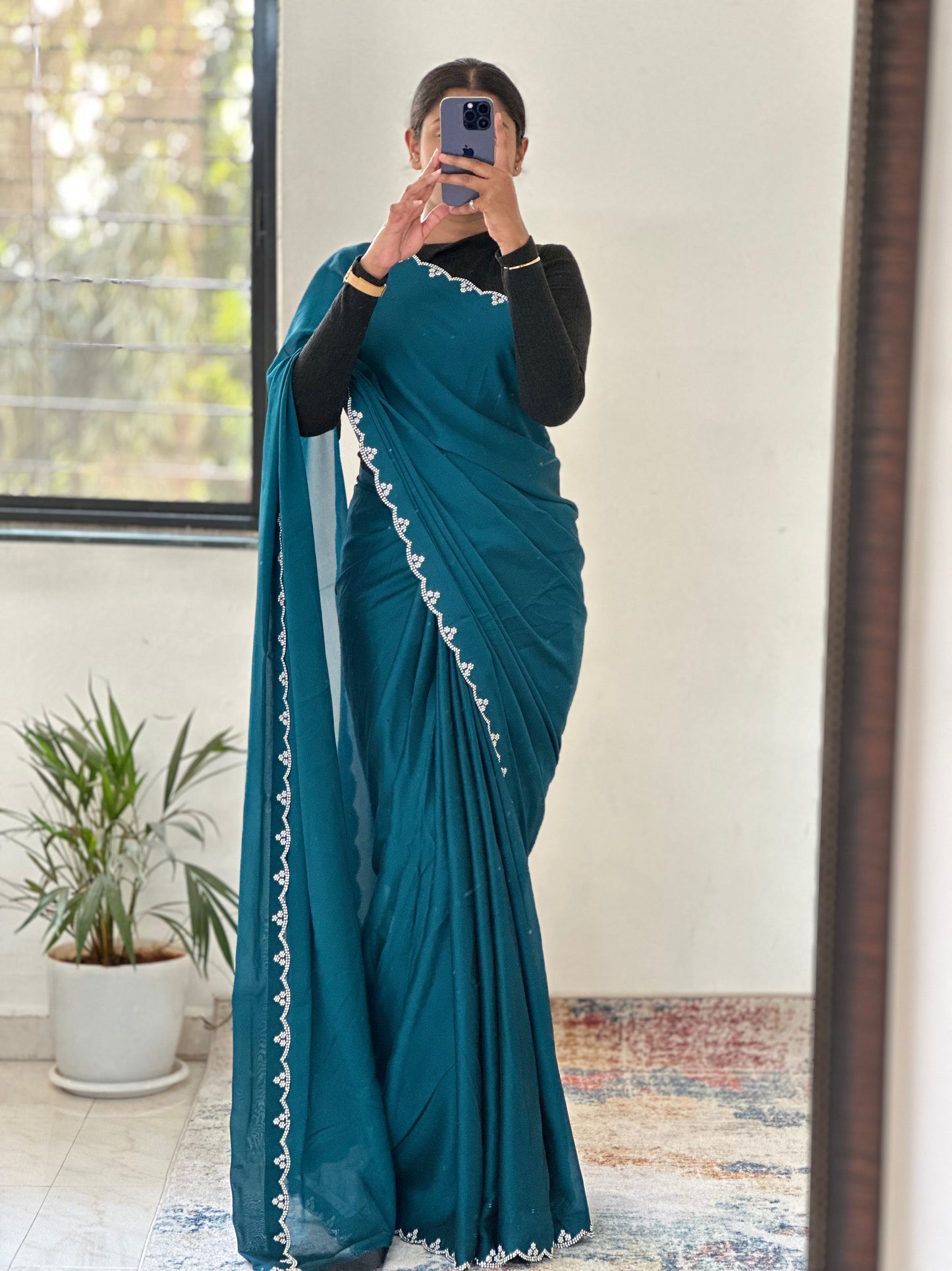 Blue Embellished Saree