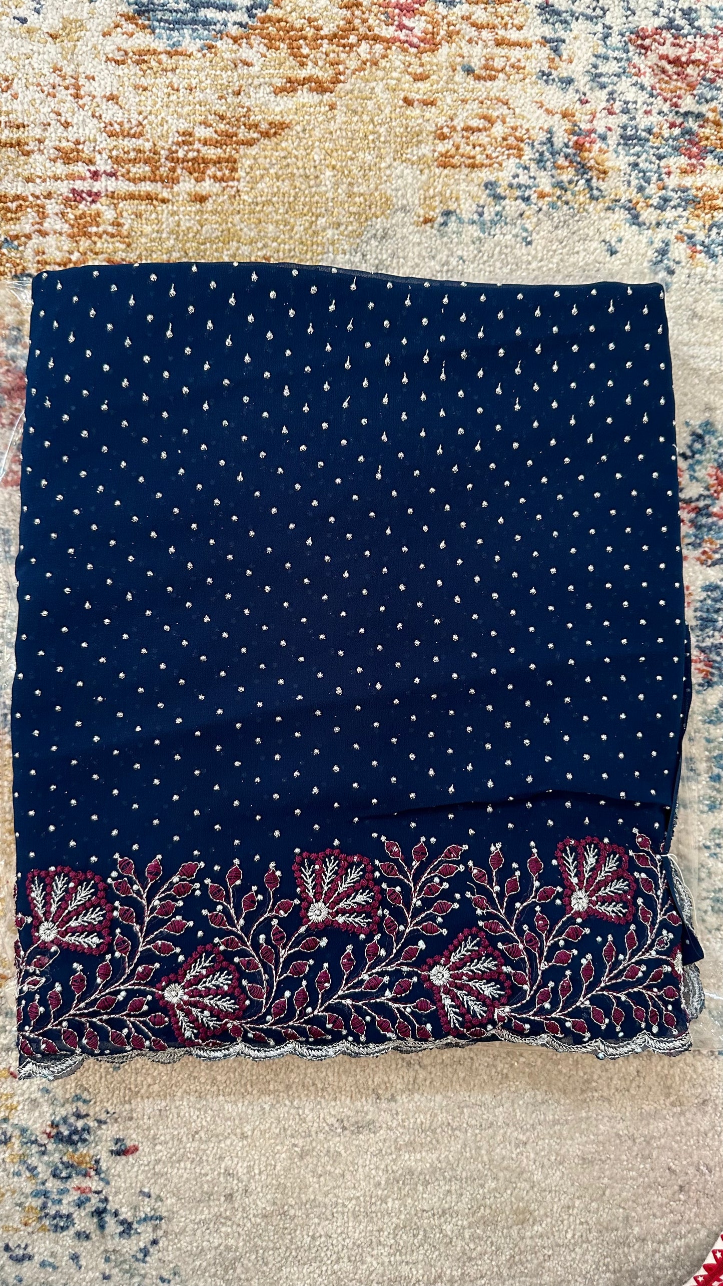 Georgette Glitter Embroidered Saree