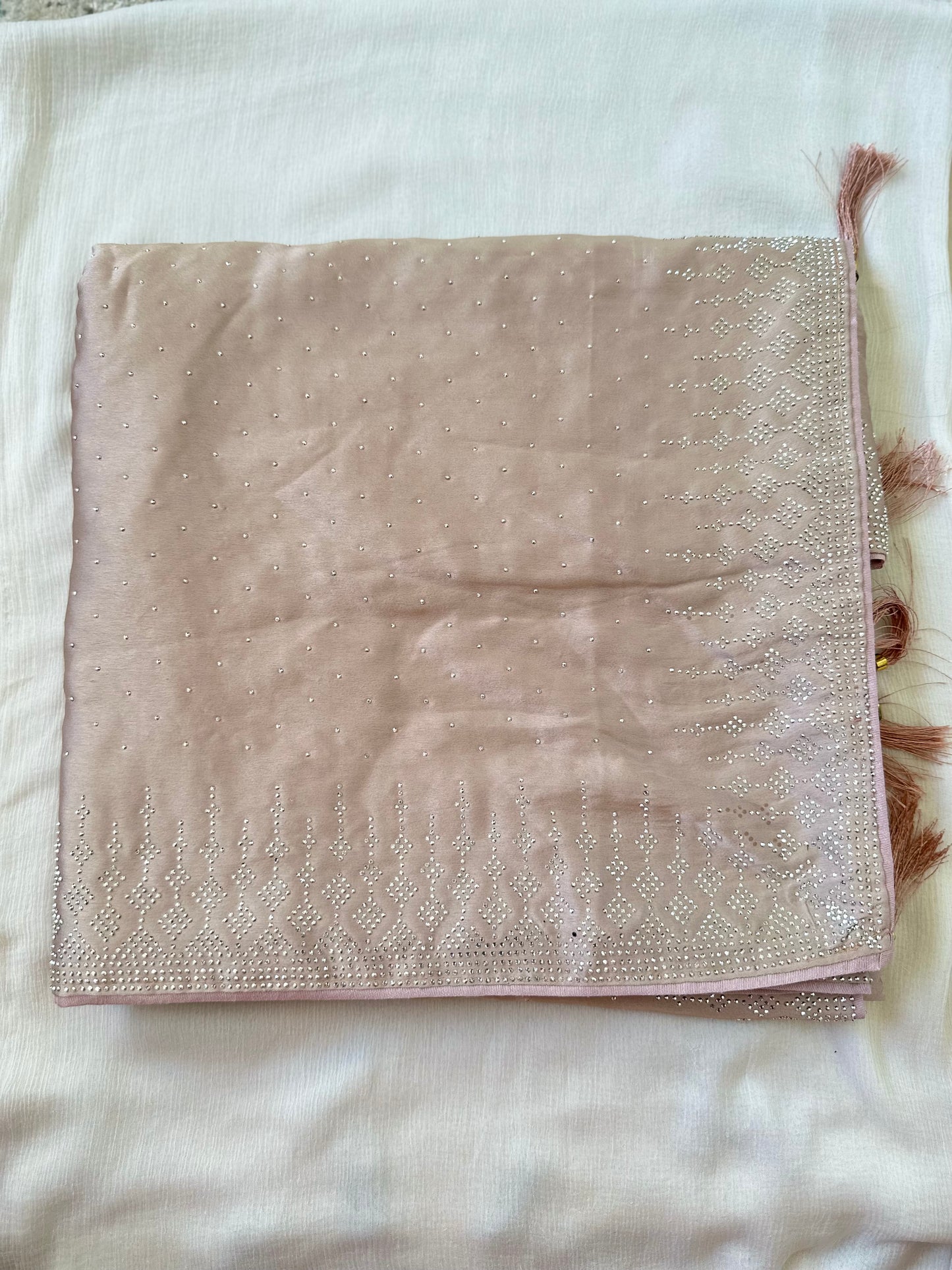 Light Mauve Zarkan Satin Saree