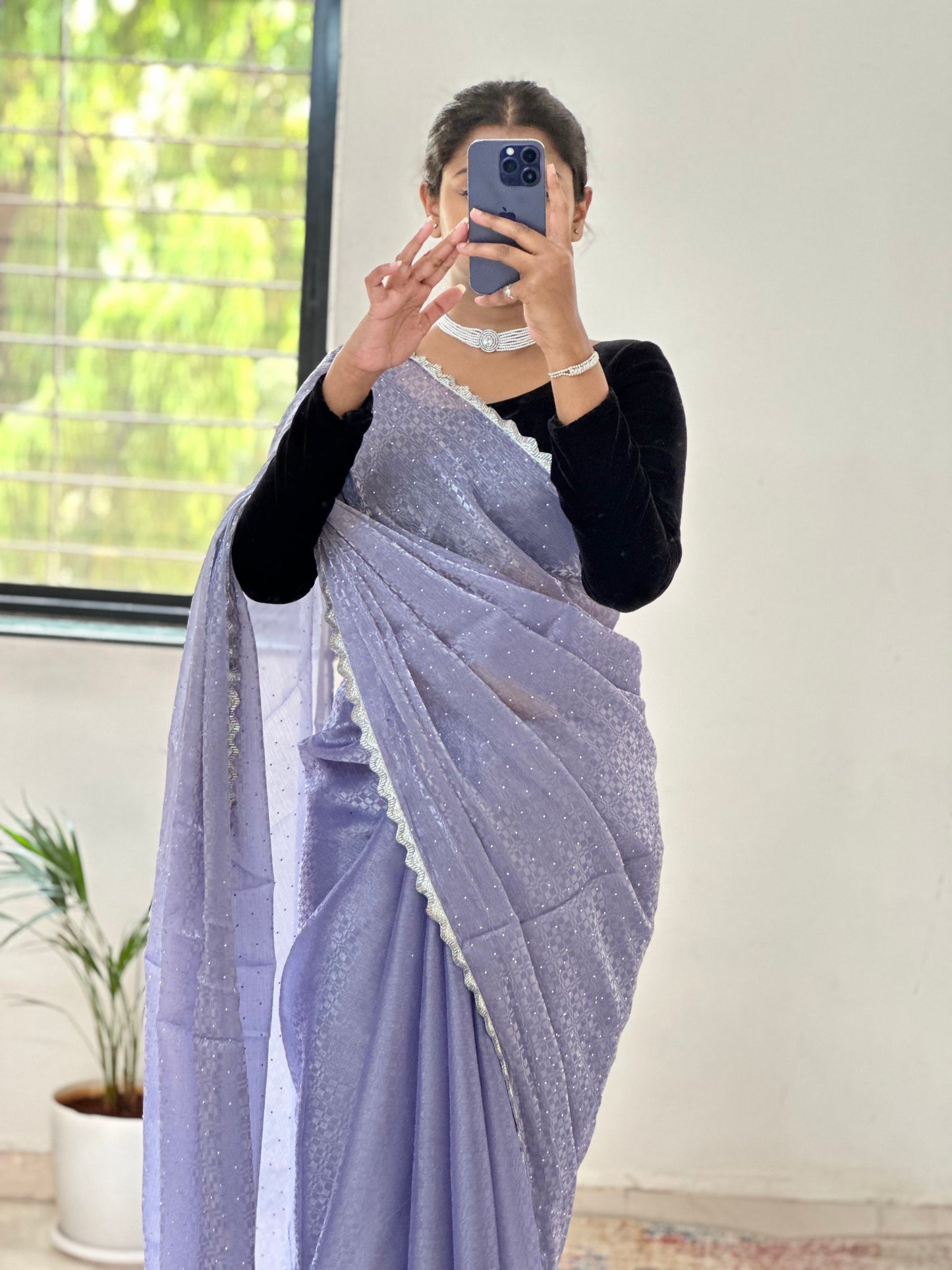 Lavender Jimmy choo Saree