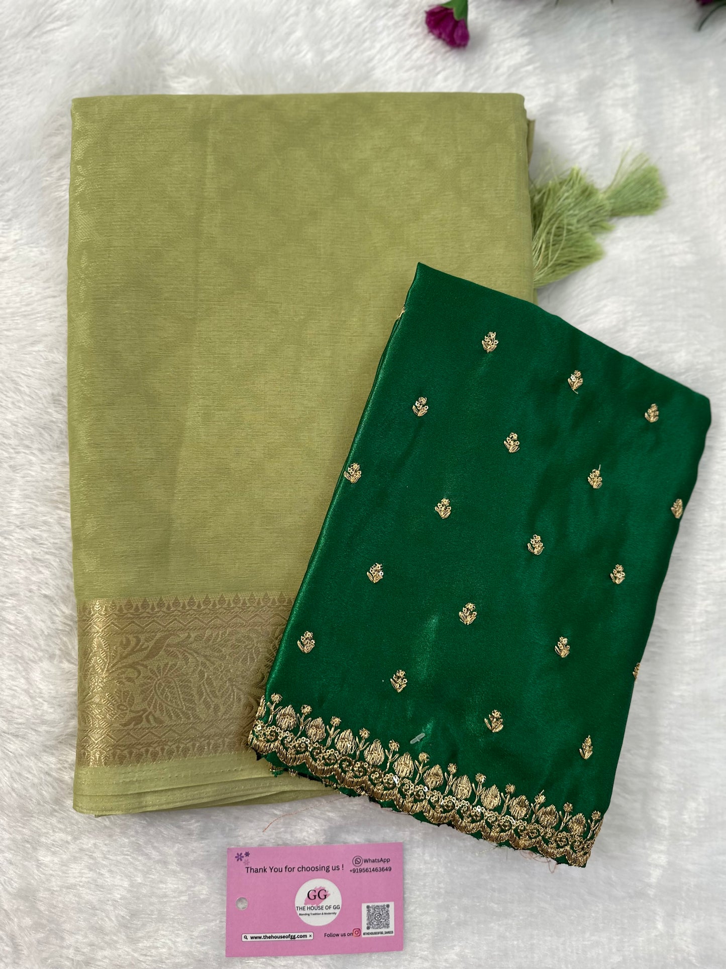 Pista Green Semi Tissue Saree