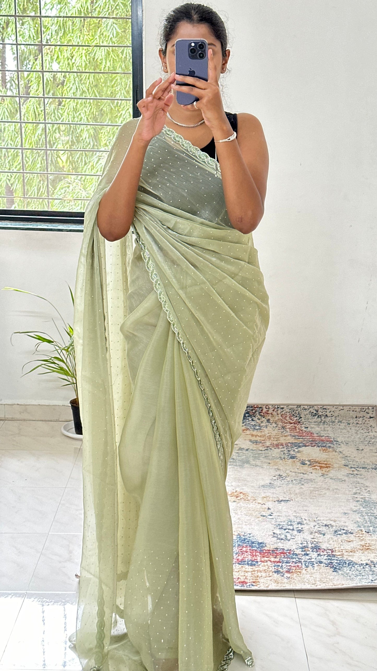 Green Jimmy choo Saree