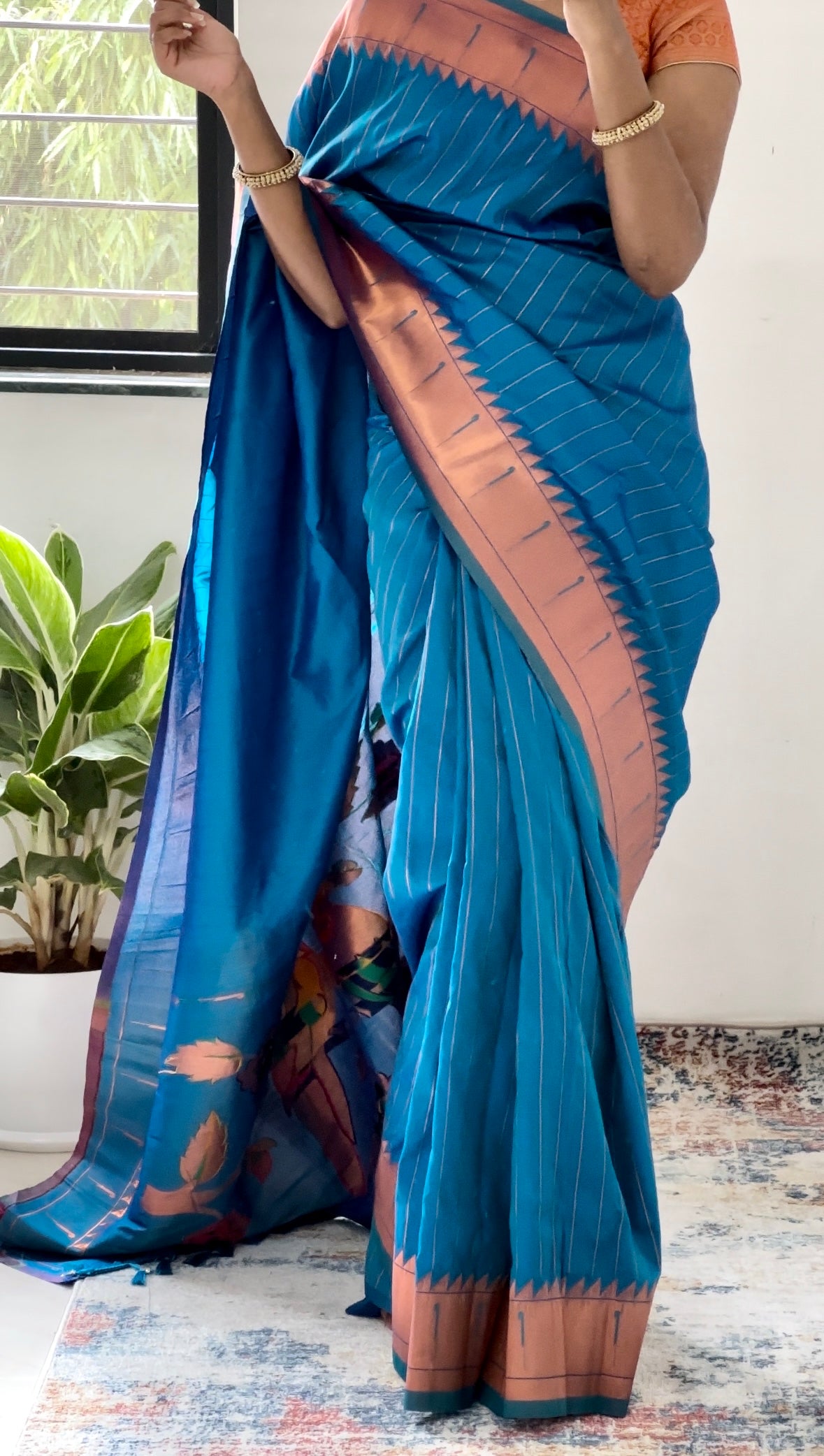 Blue Muniya Paithani Saree