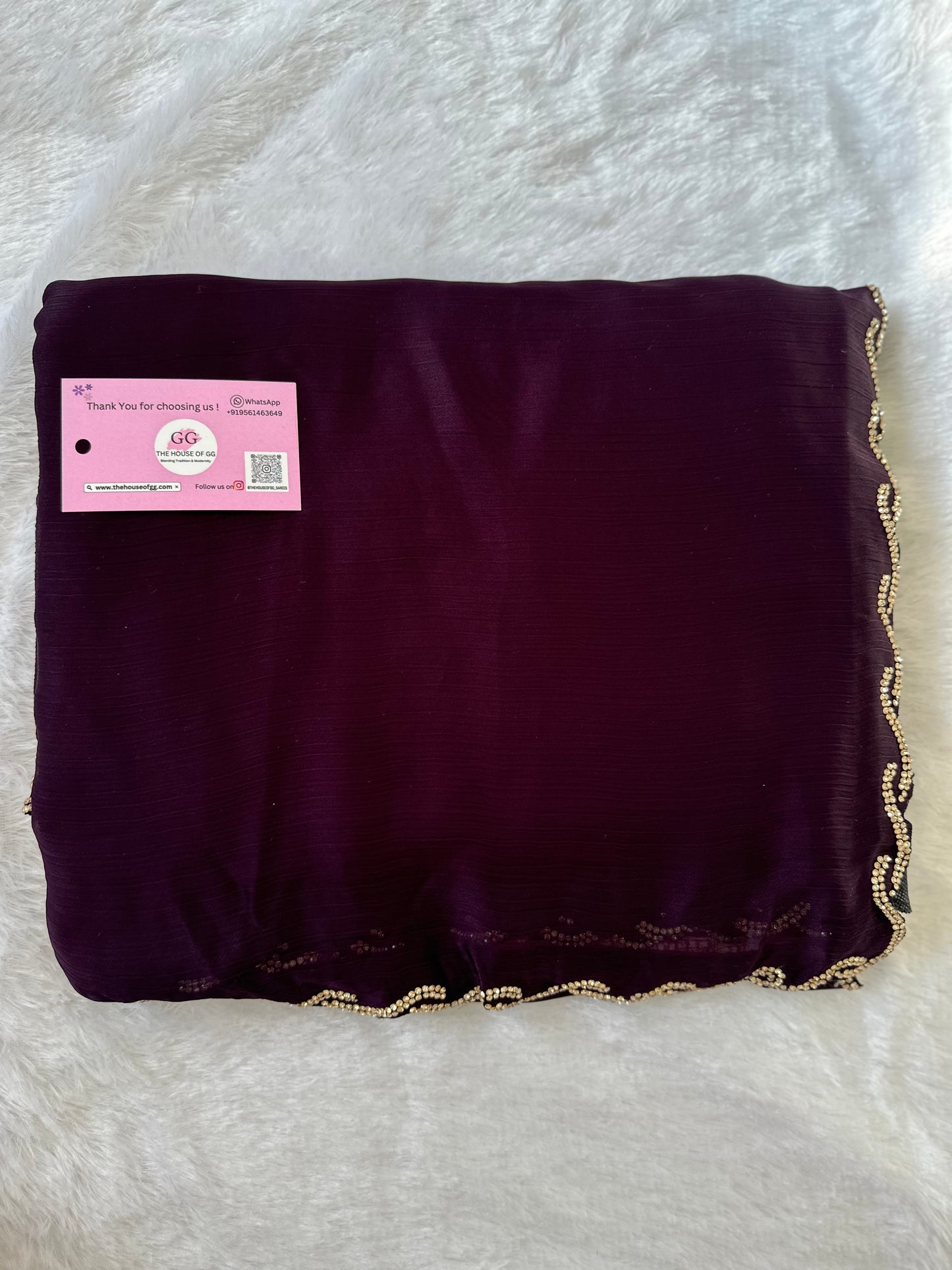 Dark Purple Chiffon Satin Saree