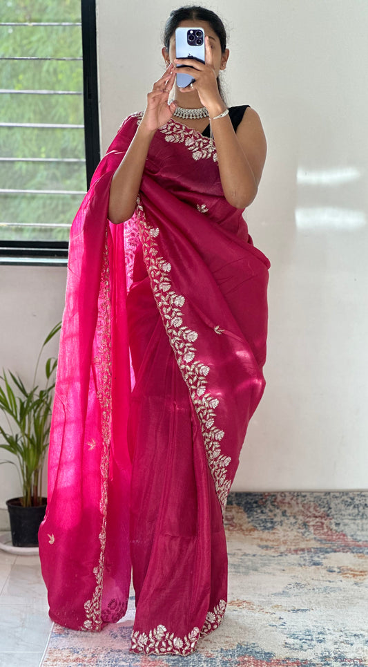 Cutdana Crush Tissue Saree