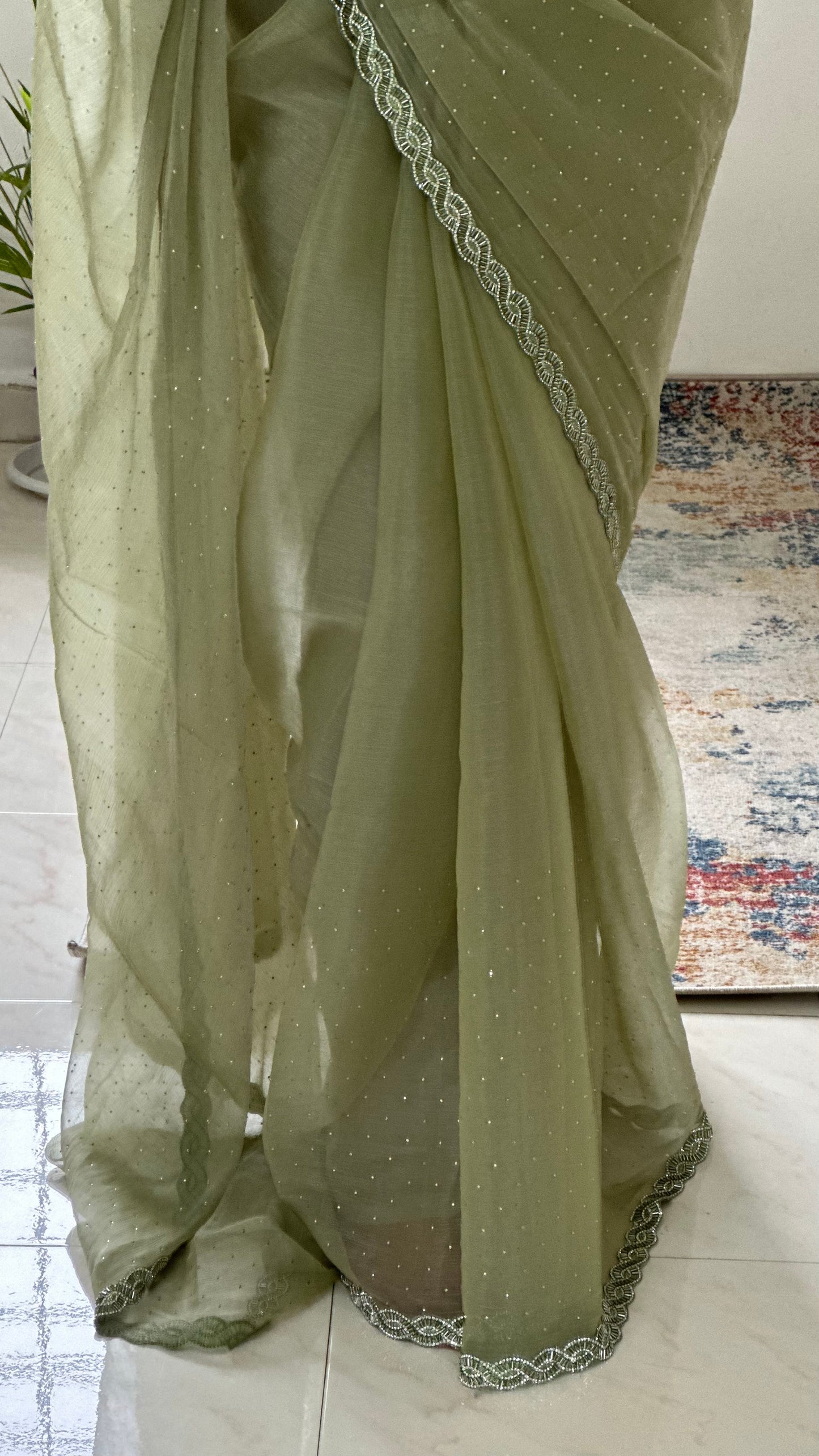 Green Jimmy choo Saree