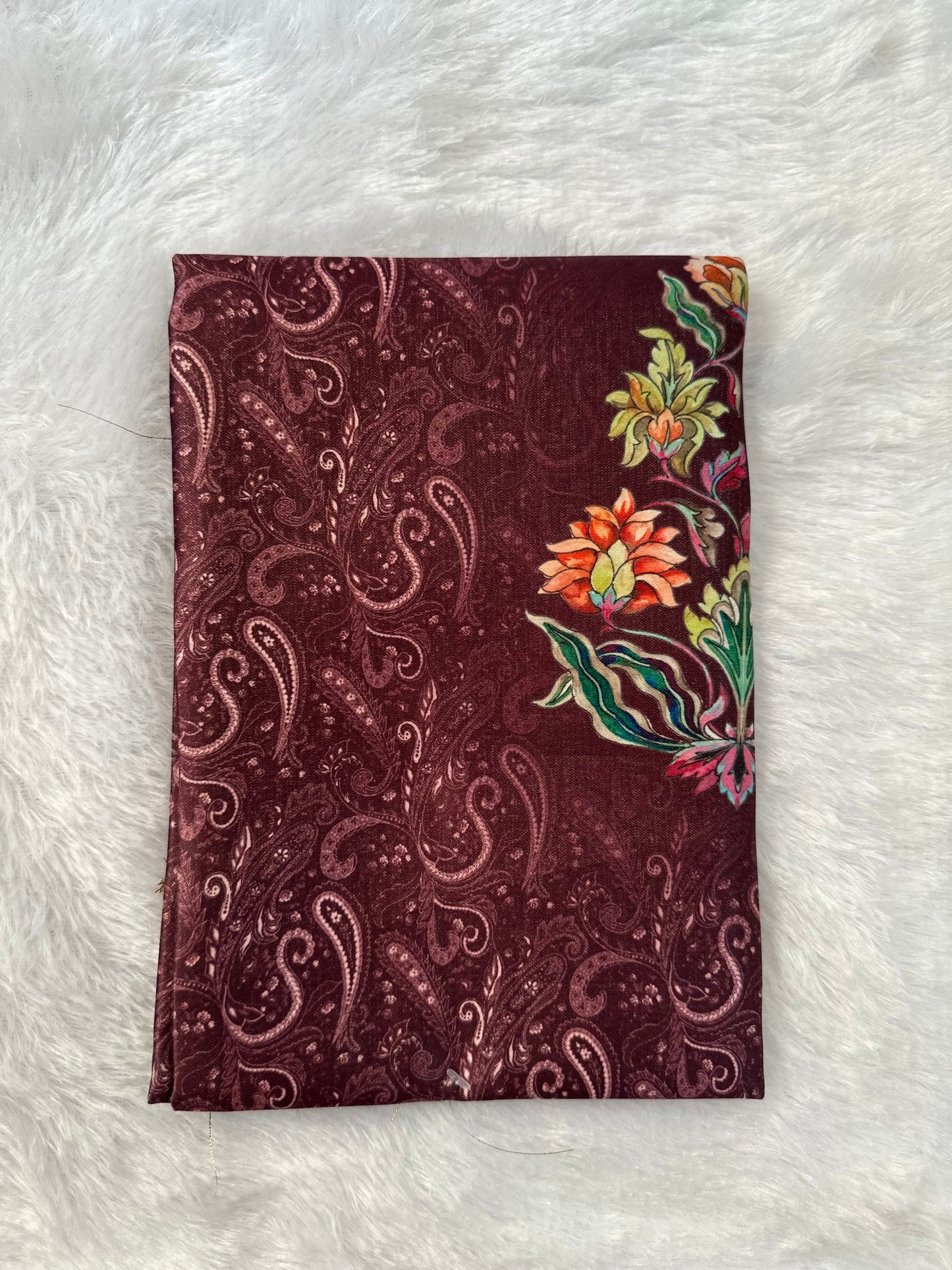 Burgundy Plain Shimmer Saree