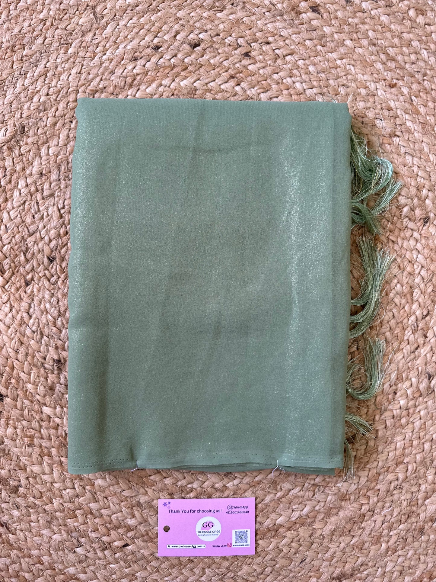 Pastel Green Plain Shimmer Saree