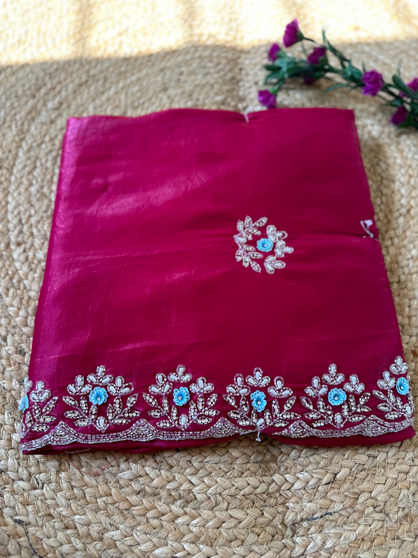 Floral Handwork Crush Tissue Saree
