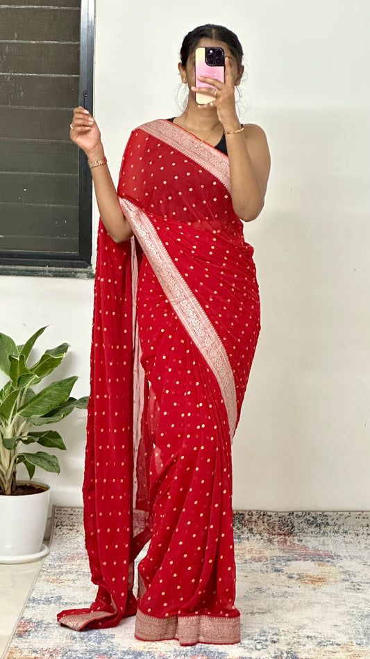 Georgette Saree Red