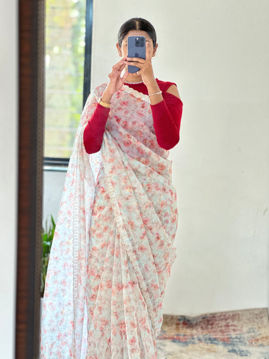 Organza Floral Saree