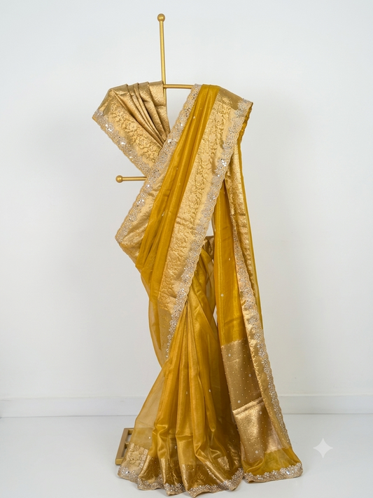 Yellow Designer Tissue Banarasi Saree