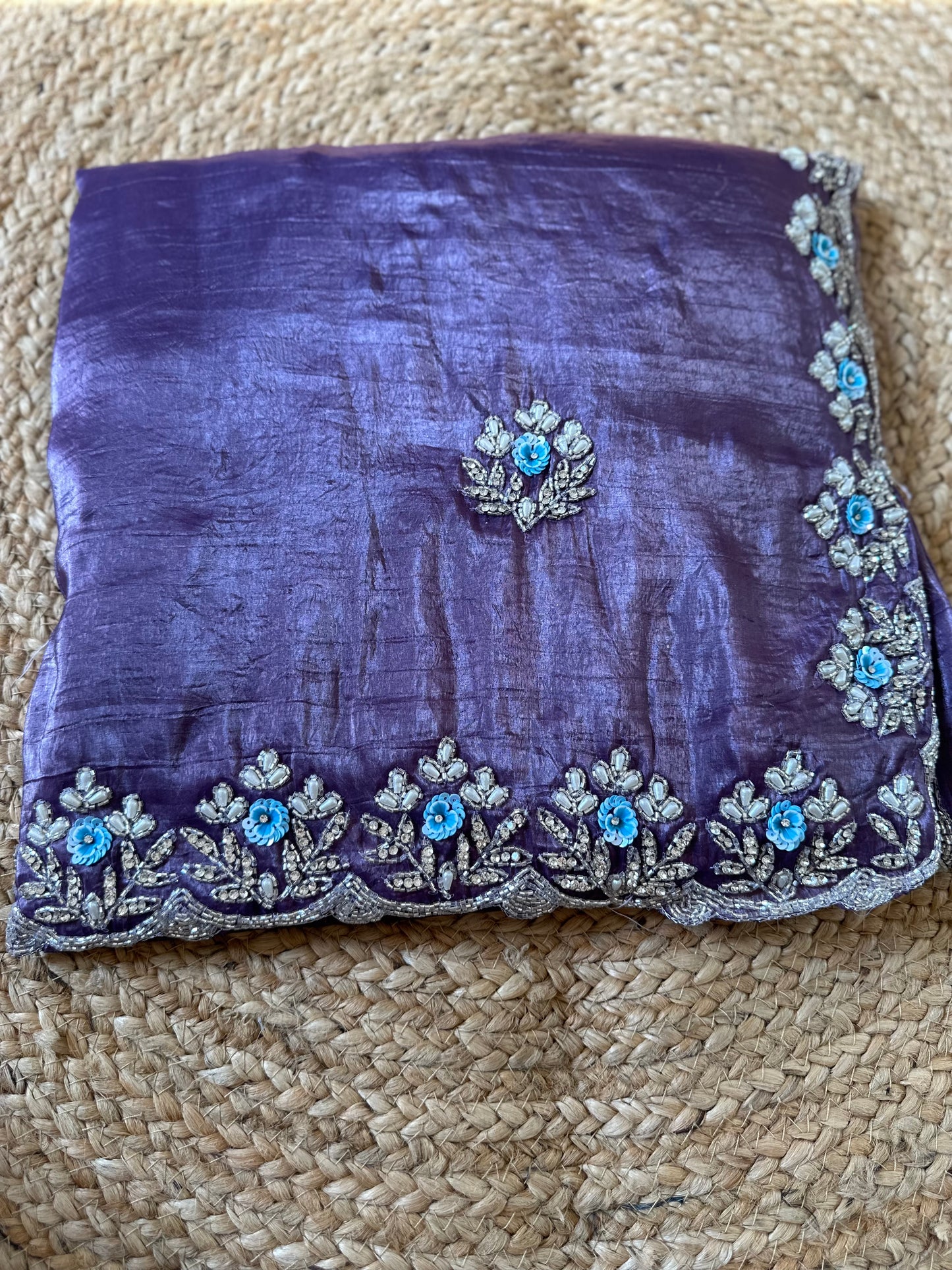 Floral Handwork Crush Tissue Saree