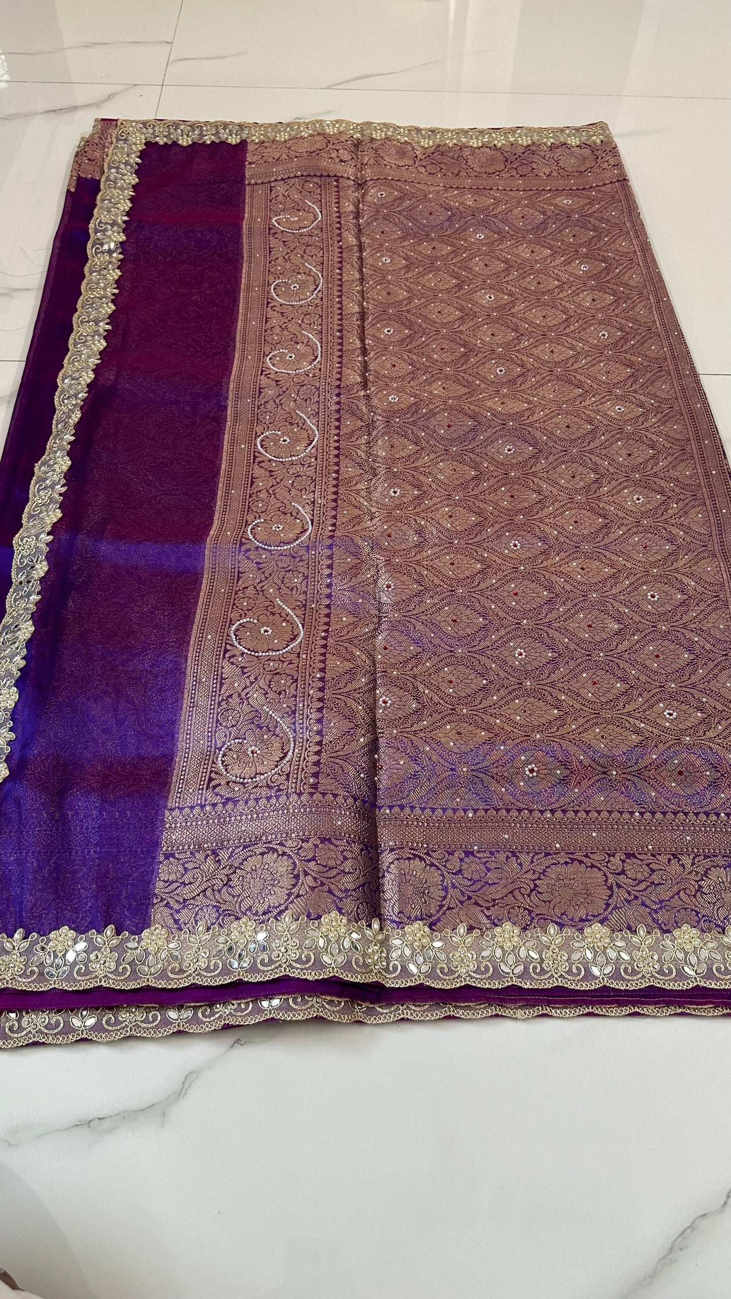 Purple Designer Tissue Banarasi Saree
