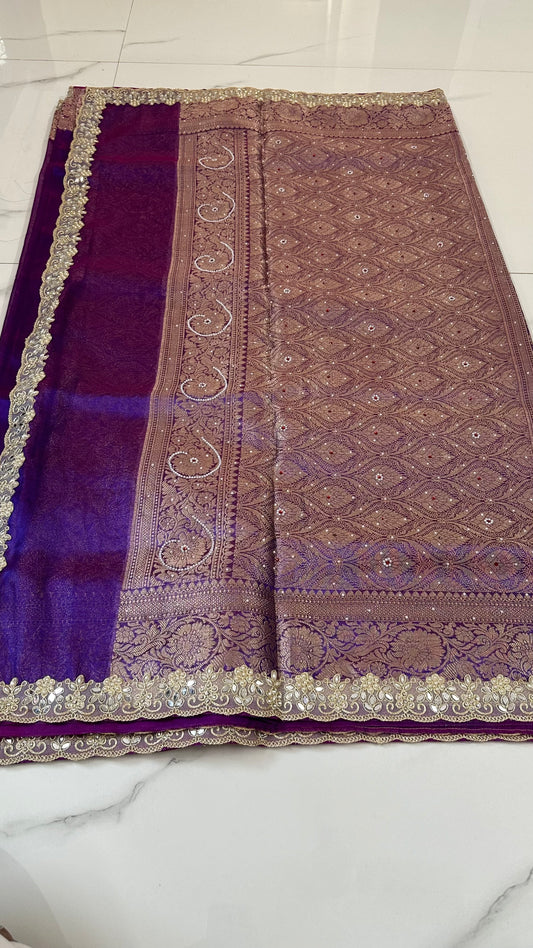 Purple Designer Tissue Banarasi Saree