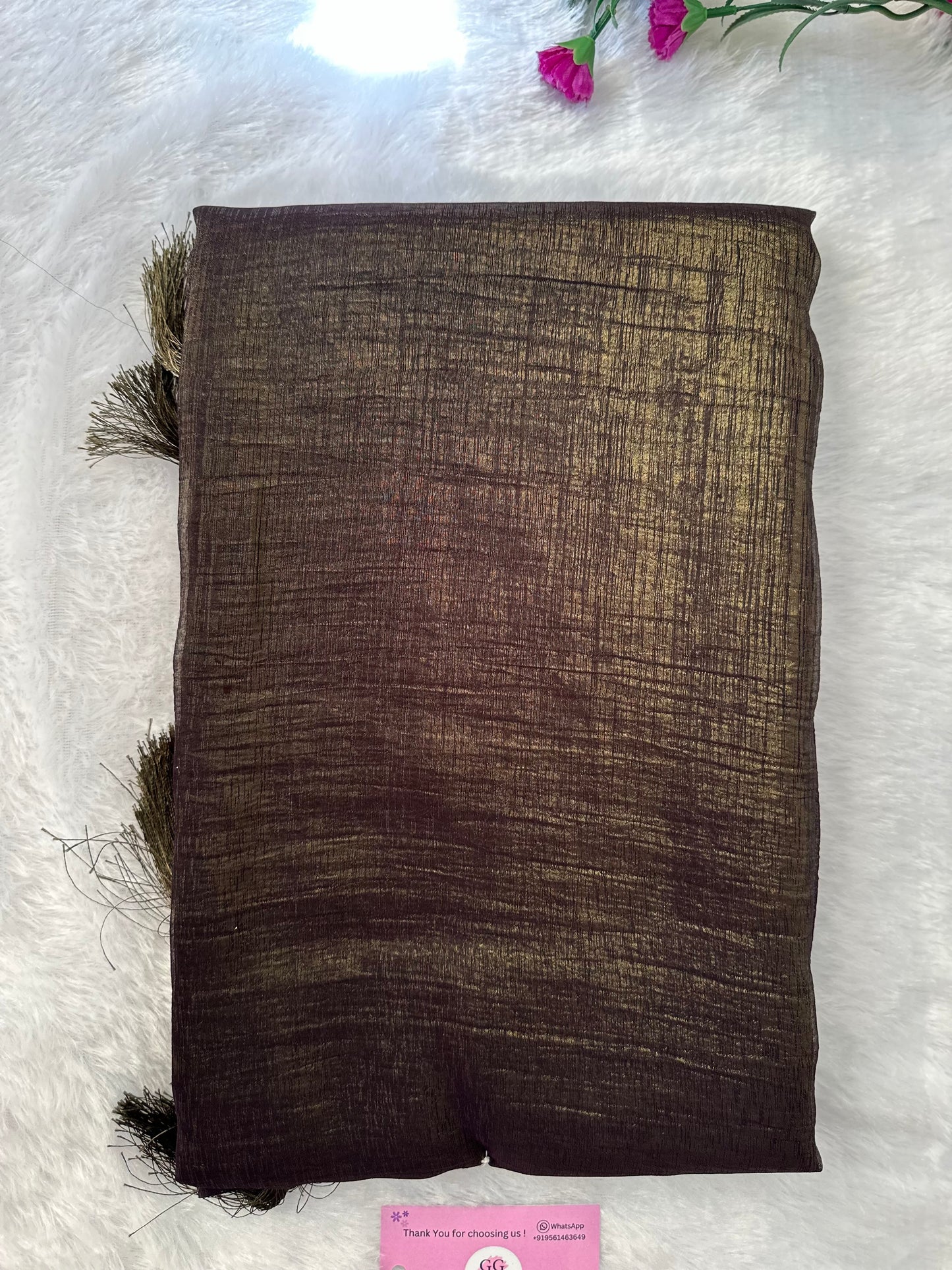 Mehendi Green Plain Shimmer Saree