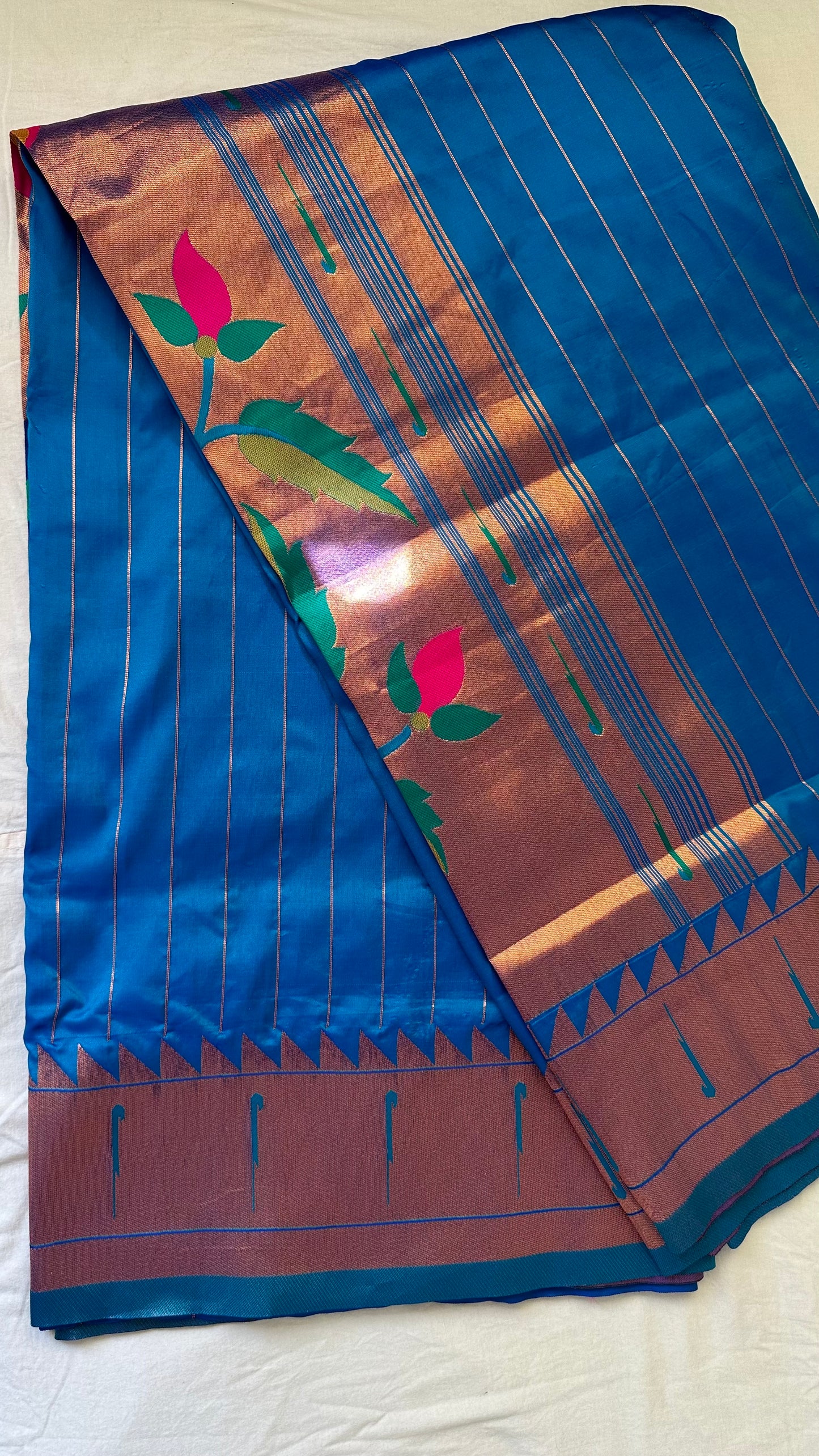 Blue Muniya Paithani Saree