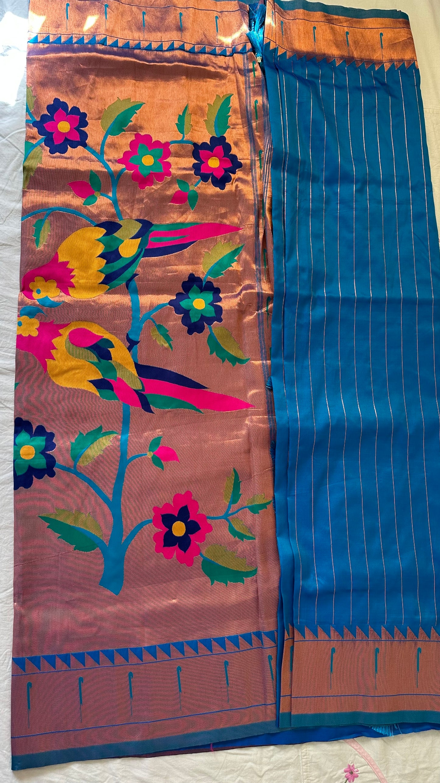 Blue Muniya Paithani Saree
