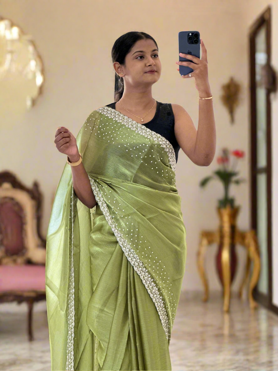 Cutdana & Pearl Handwork Saree