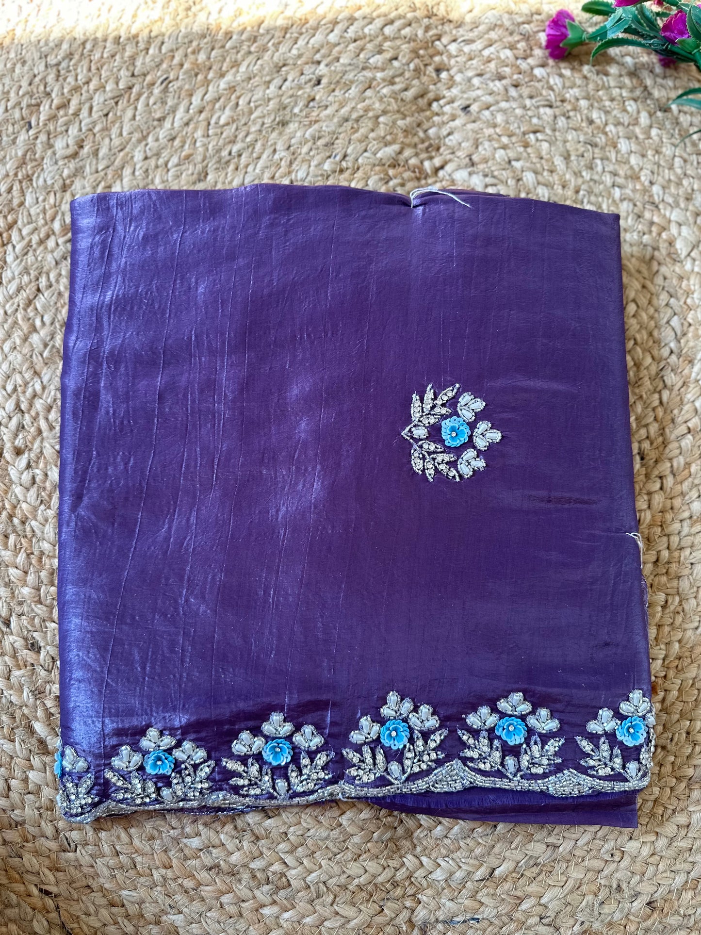 Floral Handwork Crush Tissue Saree