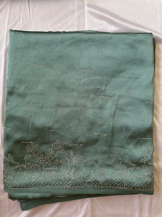 Green Zarkan Satin Saree