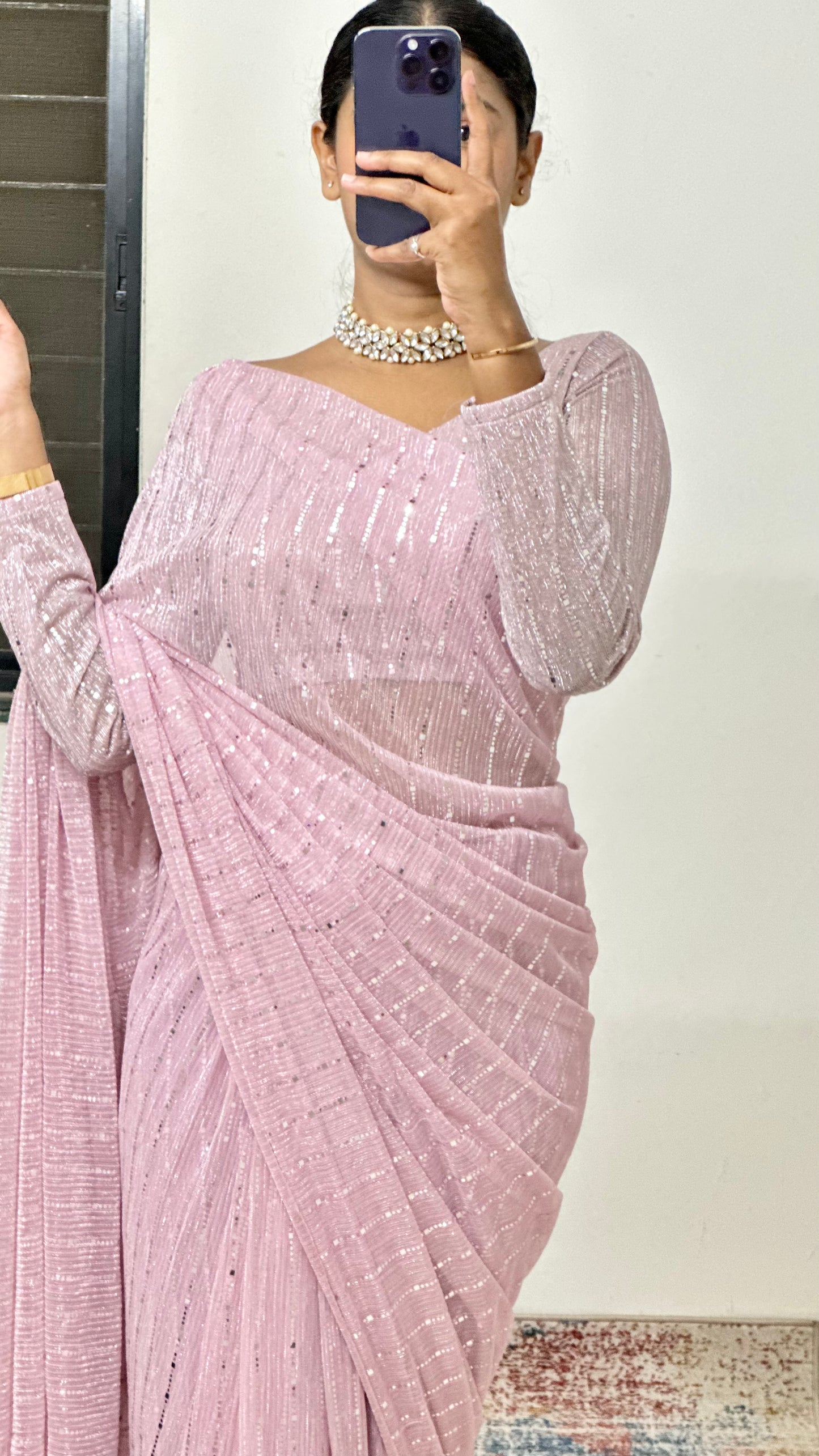 Designer Party Wear Pink Saree (Made to order)