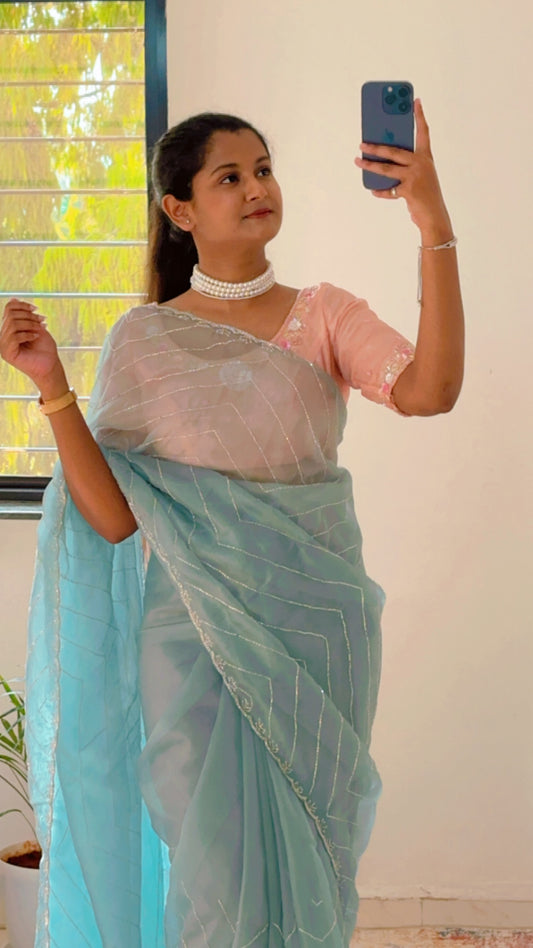 Cut Dana Handwork Saree