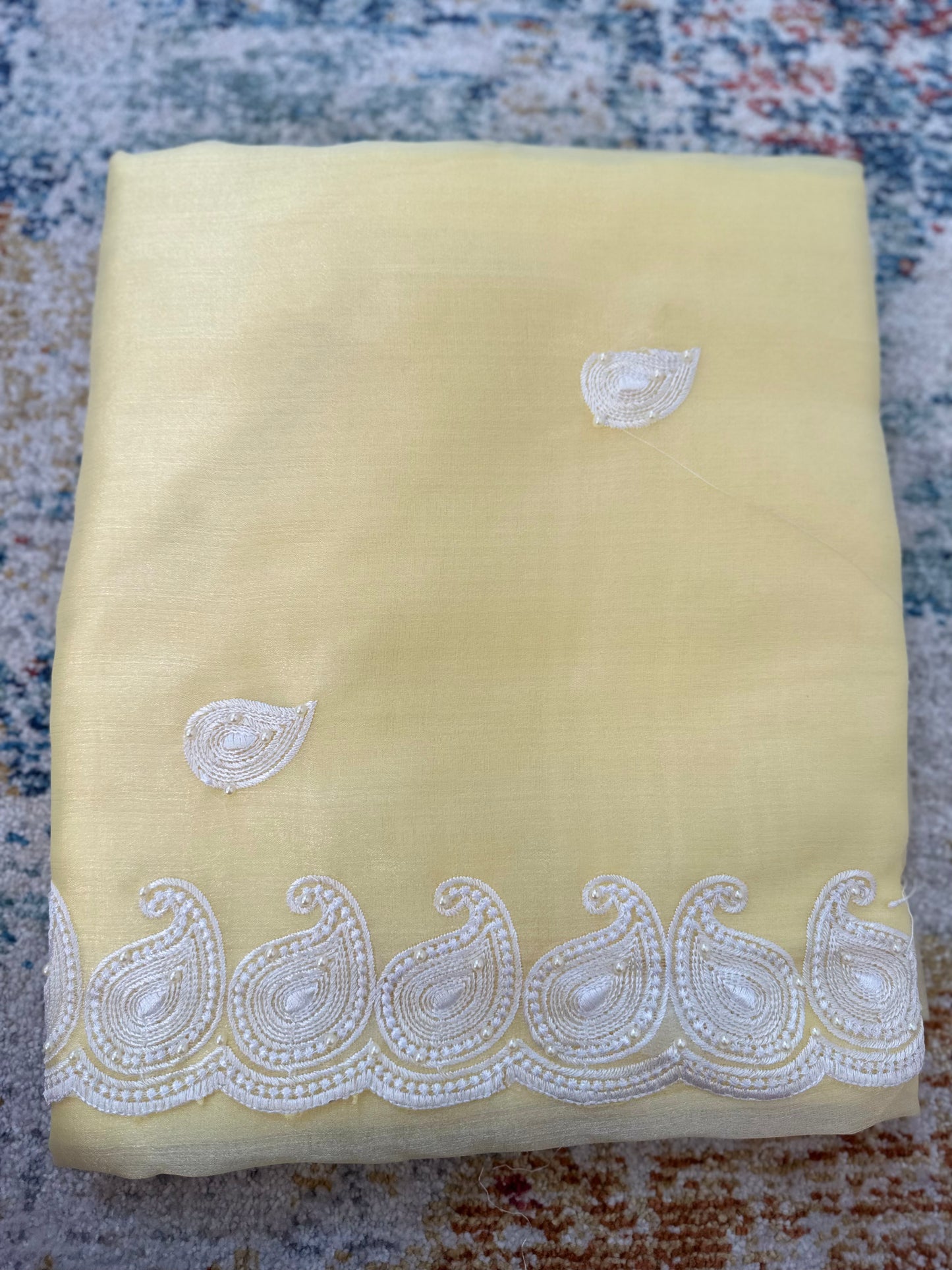 Organza Floral Saree with Embroidery & pearls