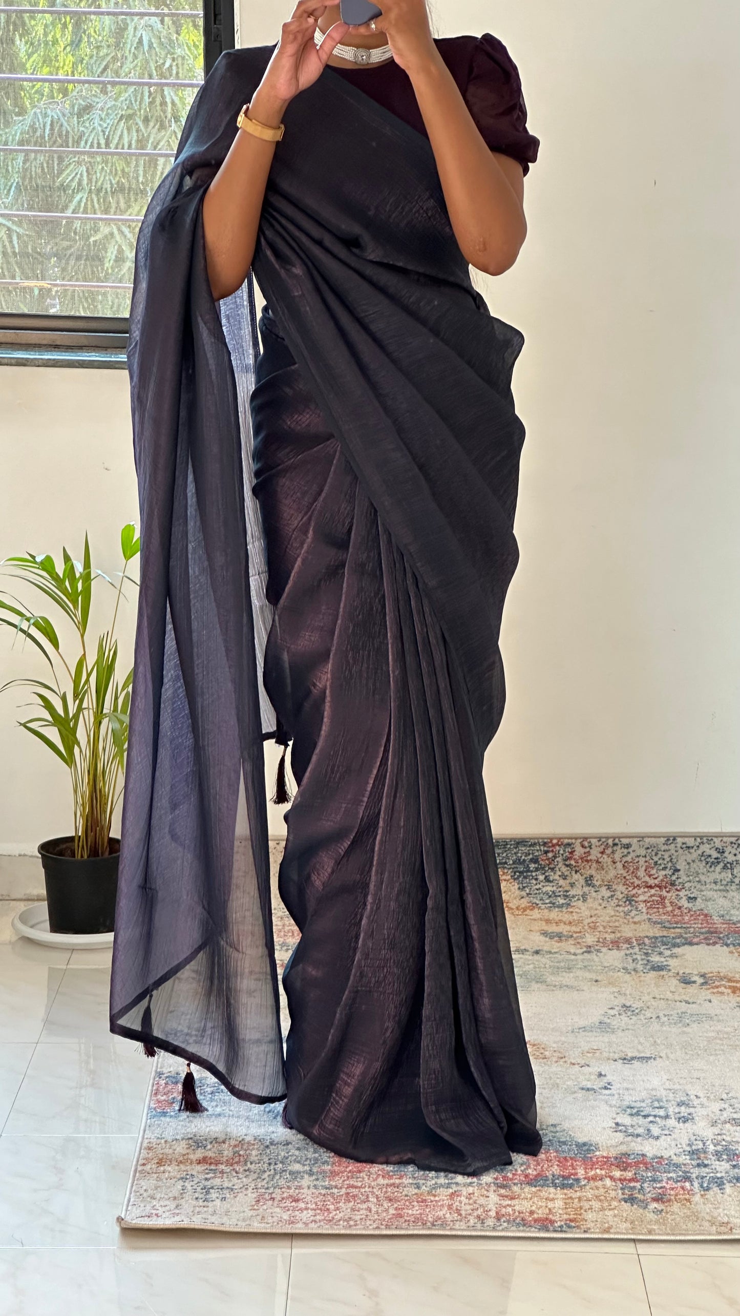 Purple Plain Shimmer Saree
